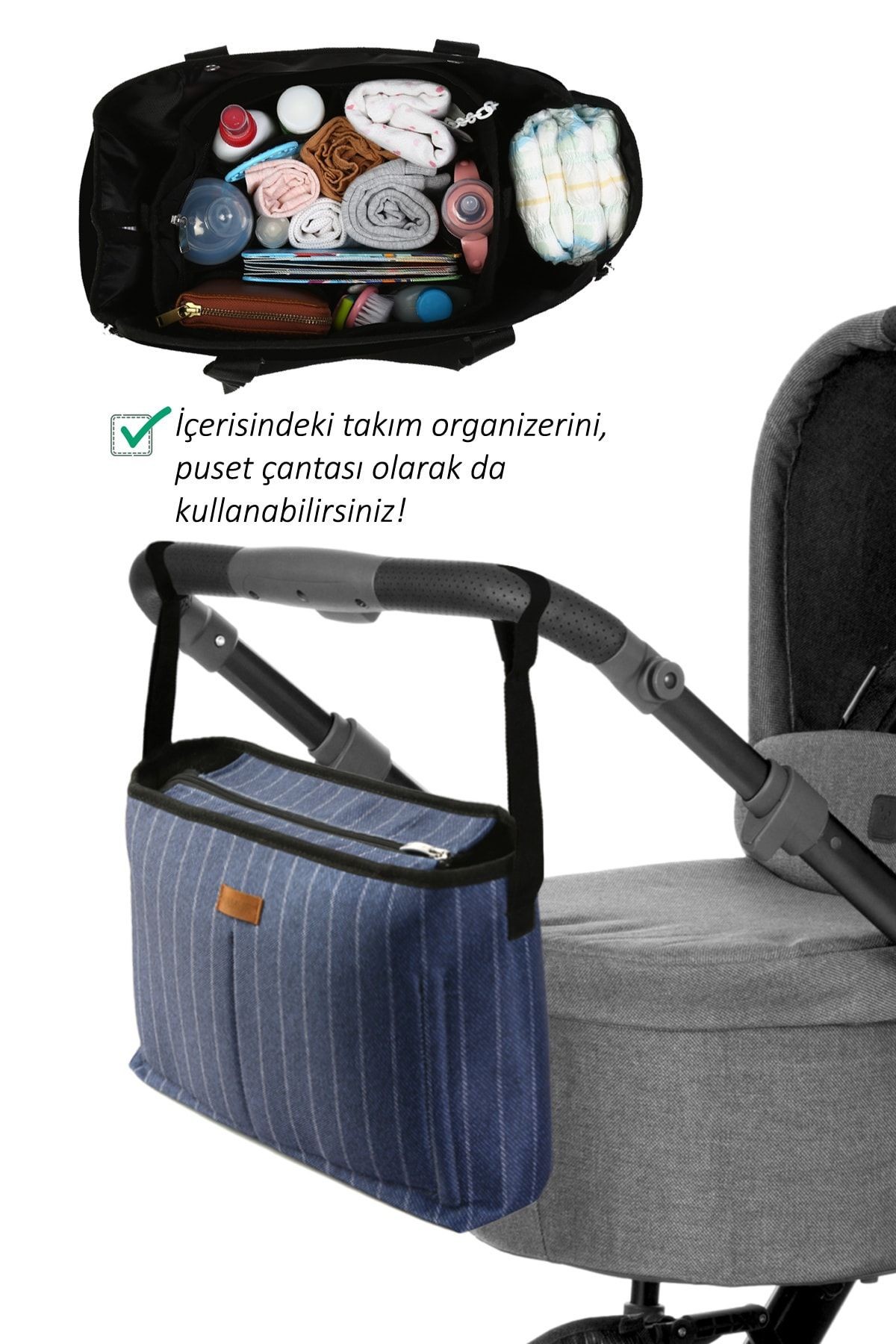 Anne Bebek Bakım 2 Prç Takım Alt Açma Çantası Yenidoğan Pedi Ve Düzenleyici Organizer Mom-505