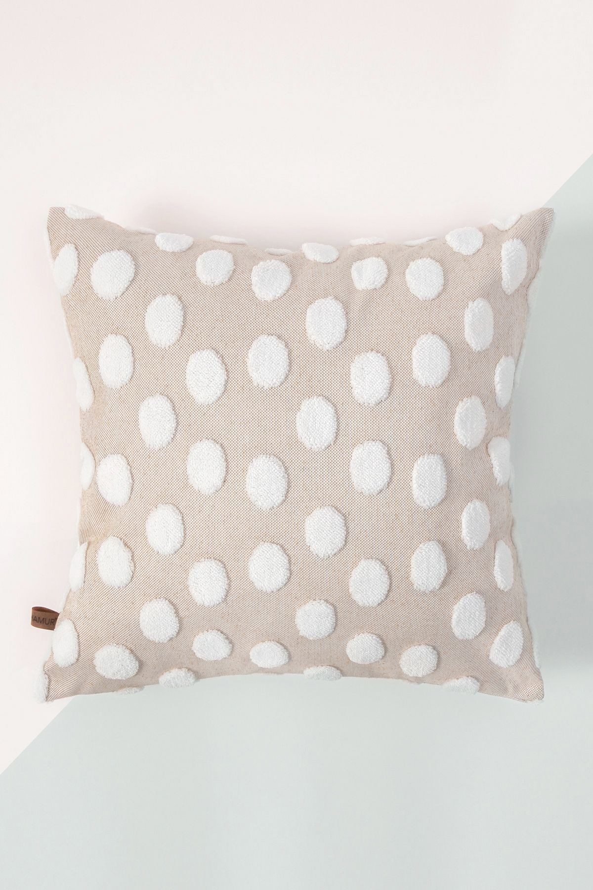 Bohem Punch Kırlent Kılıfı Kılıfı Point Bej 50x50 cm