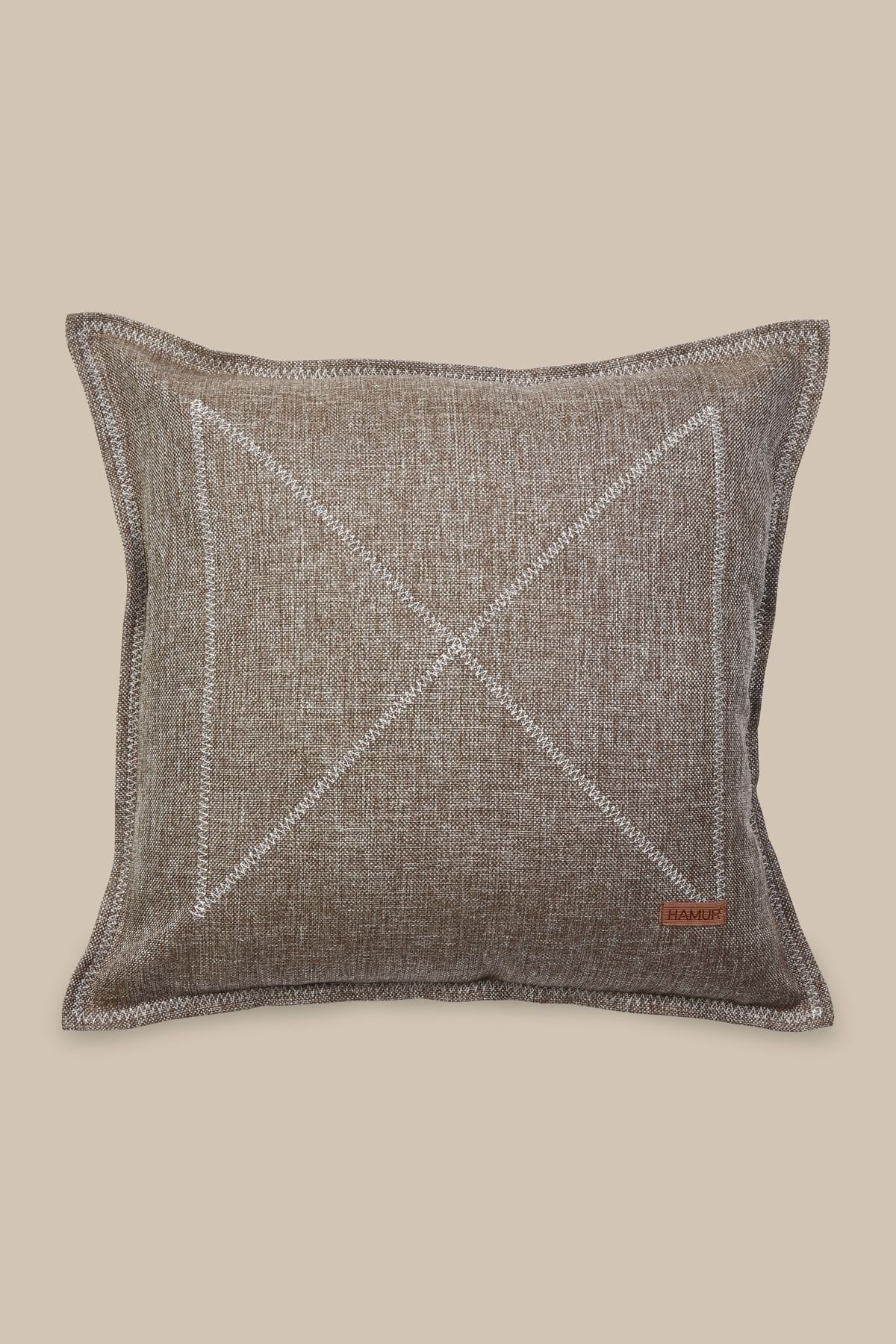 Etnik Vintage Işlemeli Dokuma Kırlent Kılıfı Boho Nordik Kahve 44x44 cm