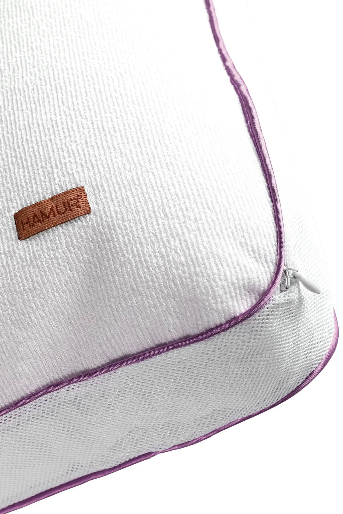 Fermuarlı 2 Adet Yastık Koruyucu Alez Mikrofiber 2 Li Klimalı Kılıf Mor Biyeli