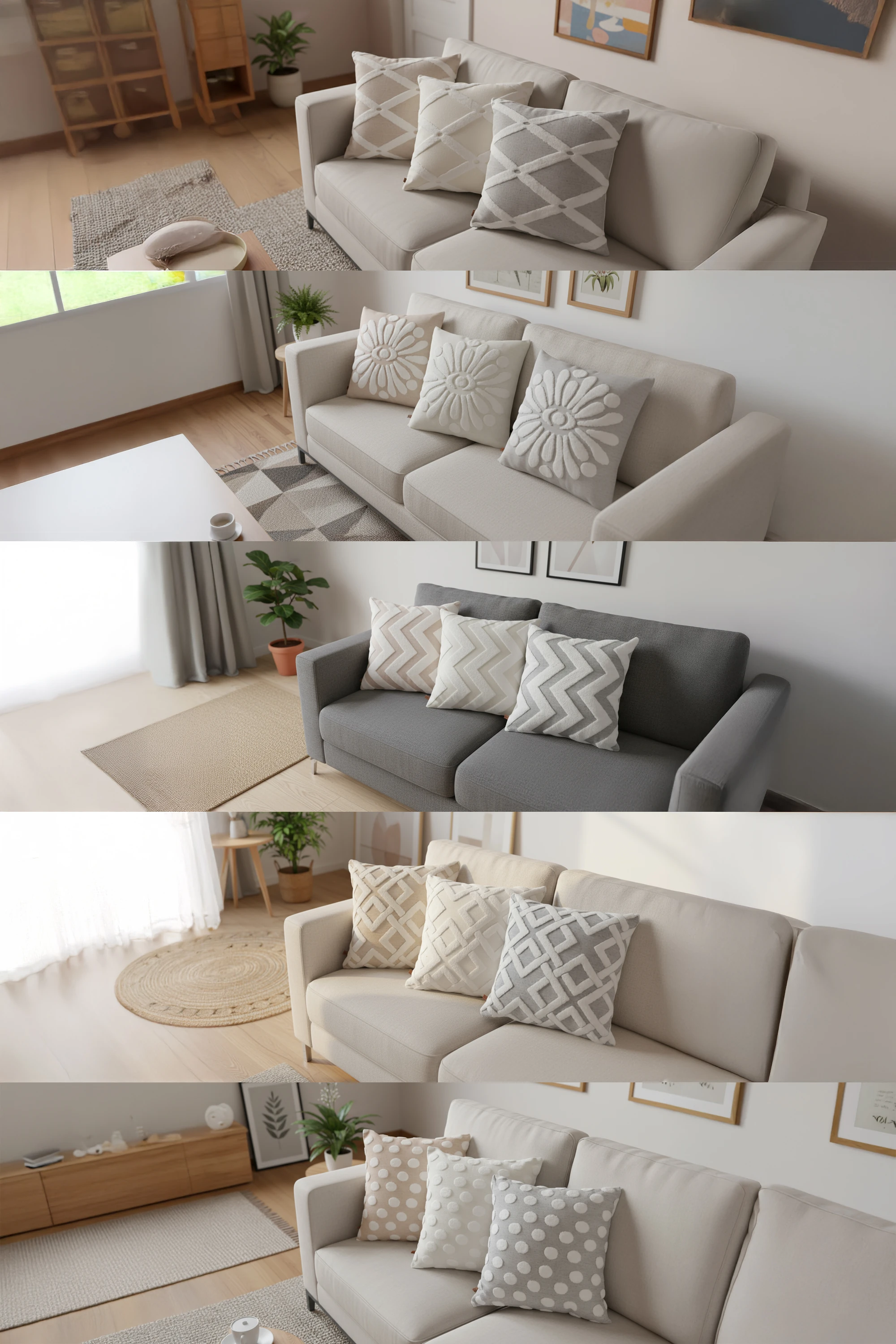 Bohem Punch Kırlent Kılıfı Mila Gri - 43x43 cm (T)