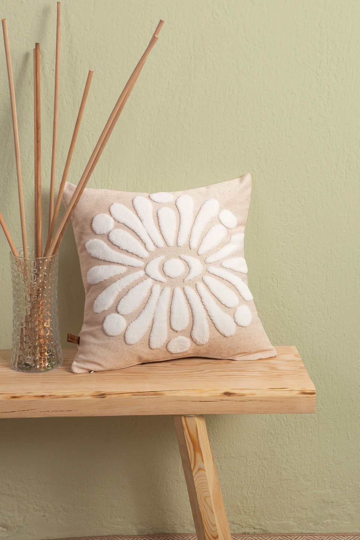 Bohem Punch Kırlent Kılıfı Boho Bej - 43x43 cm
