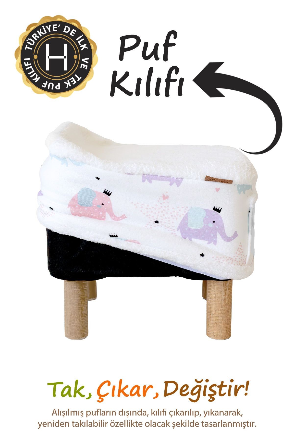 Dekoratif Puf/Tabure Cepli Kids Elephant