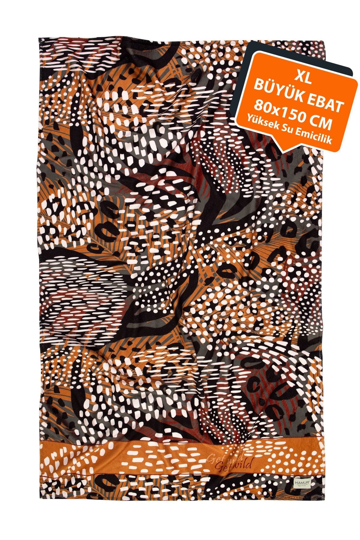 Plaj Havlusu Leopar Kahve 80x150 Cm
