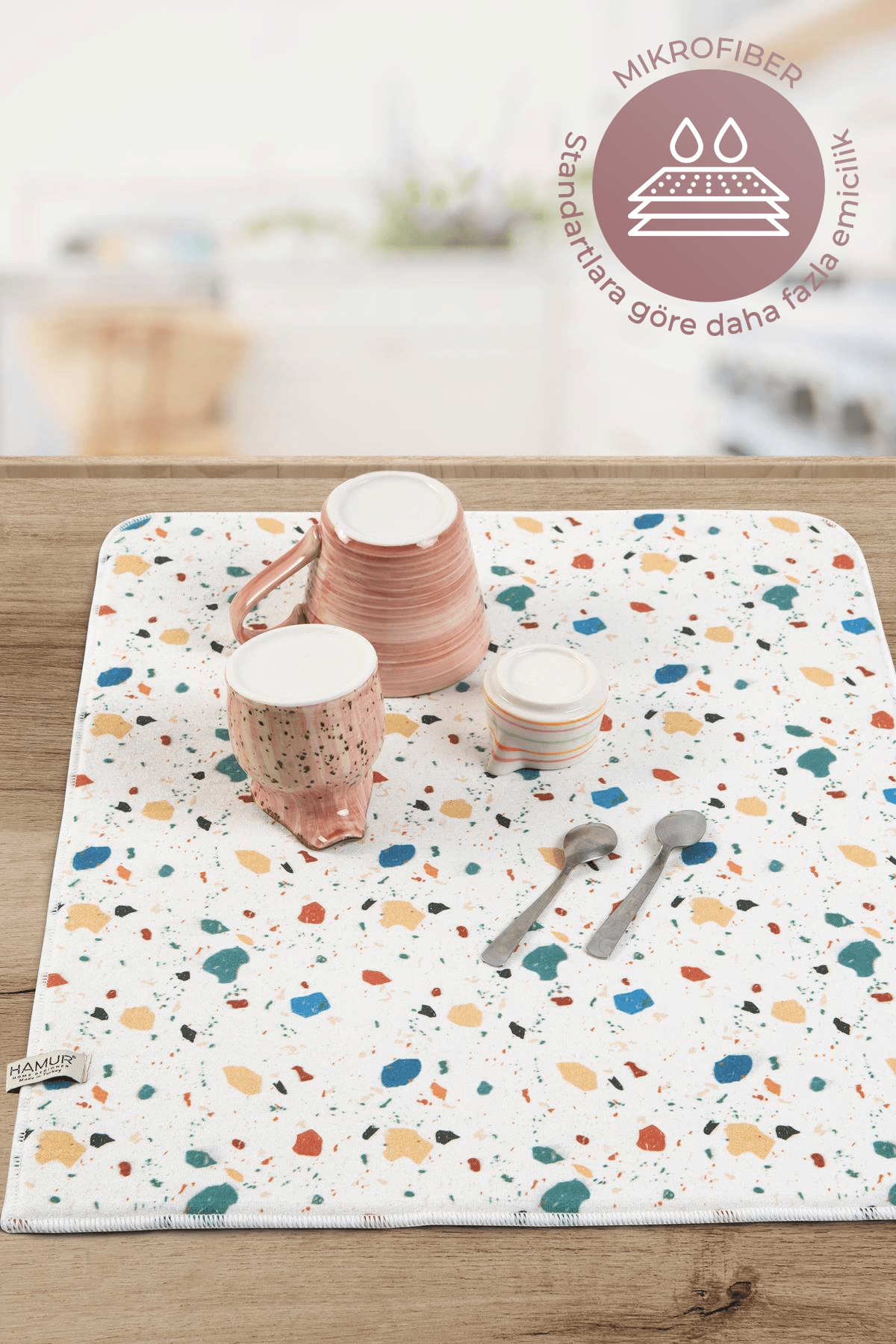Bulaşık Kurutma Matı 42x50 Cm Pedi Kurulama Bezi Örtüsü Mf-077