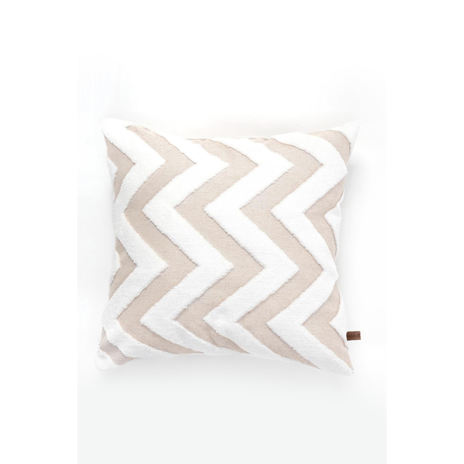 Jakarlı Kırlent 55x55 cm 2'li Line Bej
