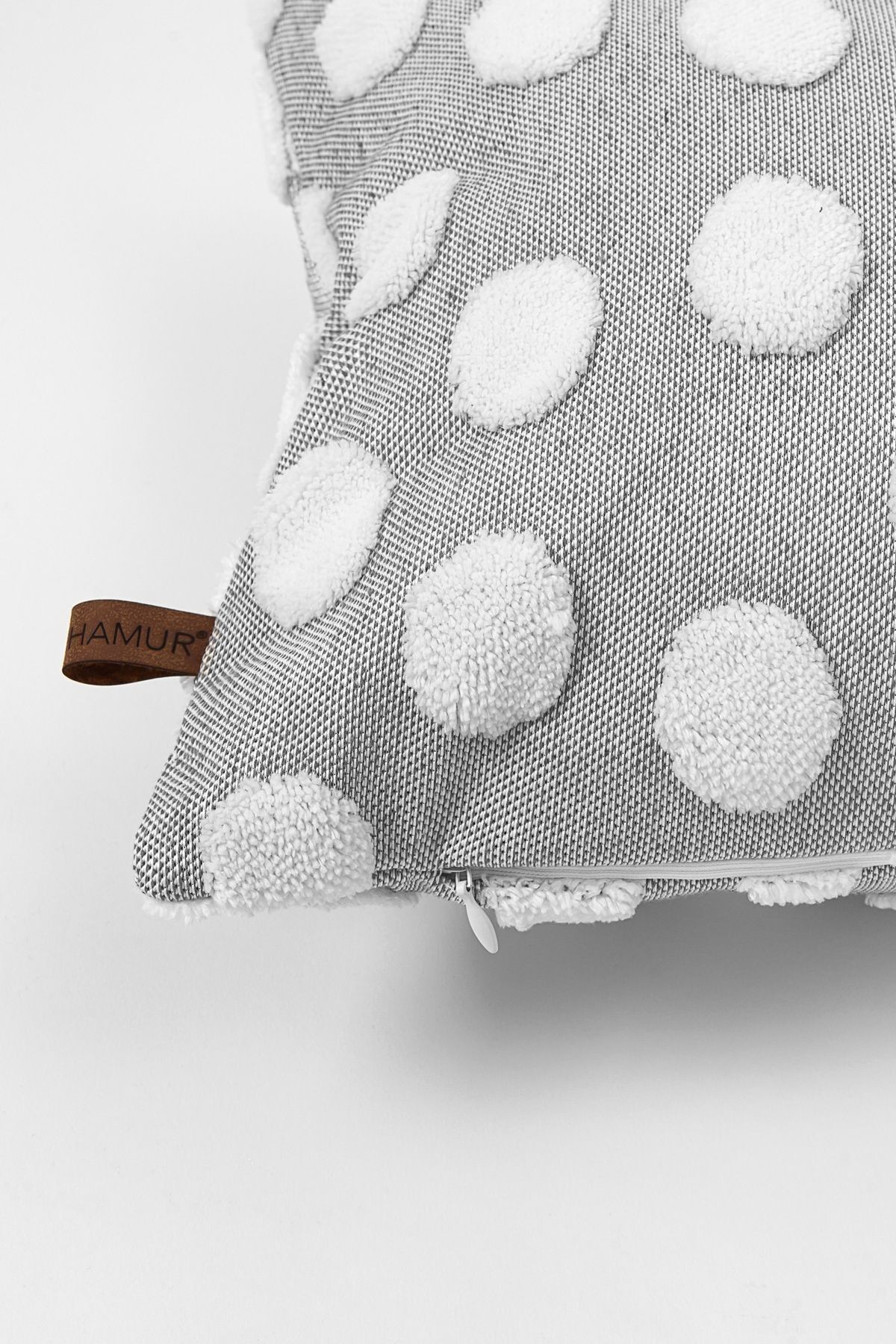 Bohem Punch Kırlent Kılıfı Point Gri - 28x50 cm