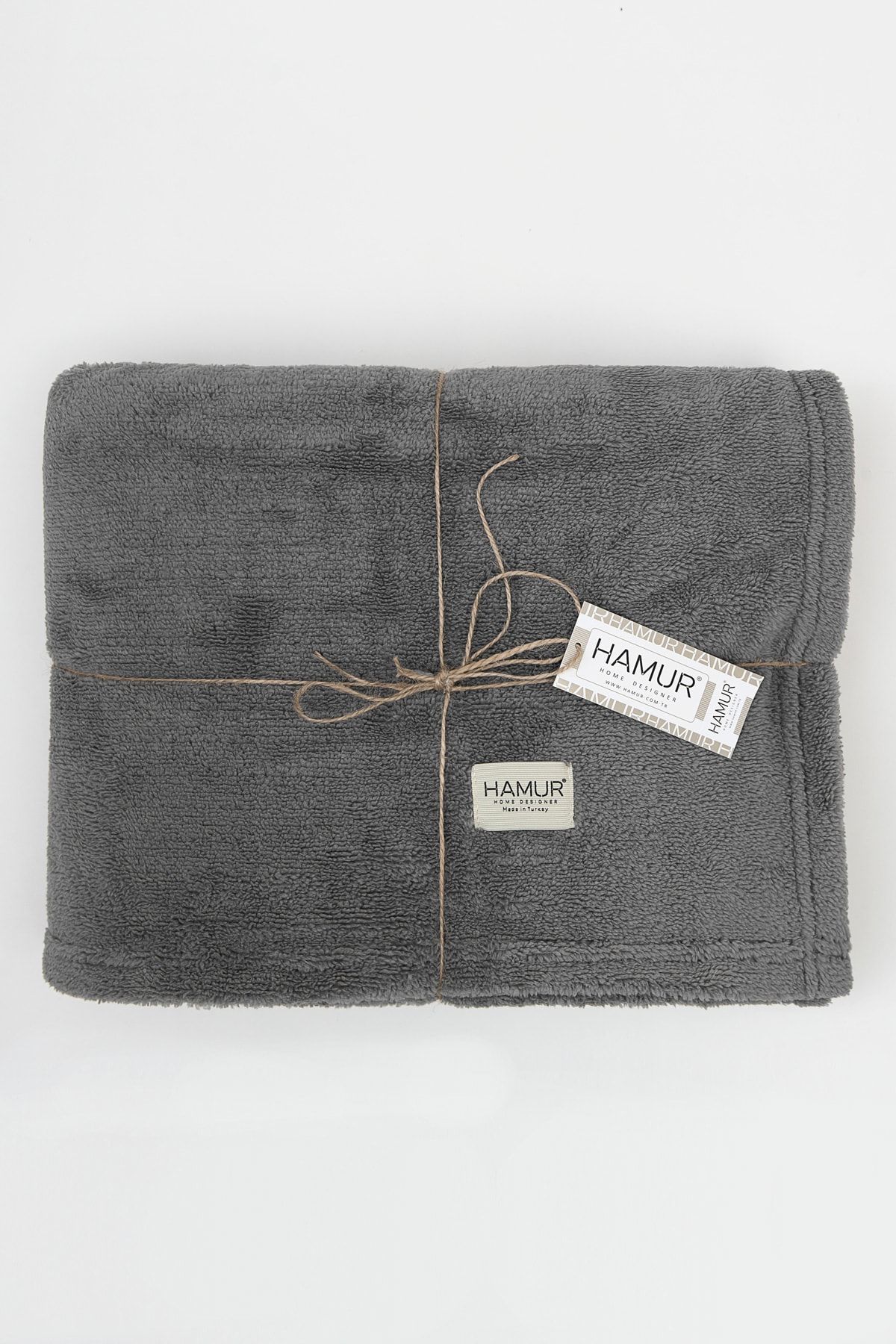 Touch Tek Kişilik Jakarlı Örme Battaniye Koyu Gri