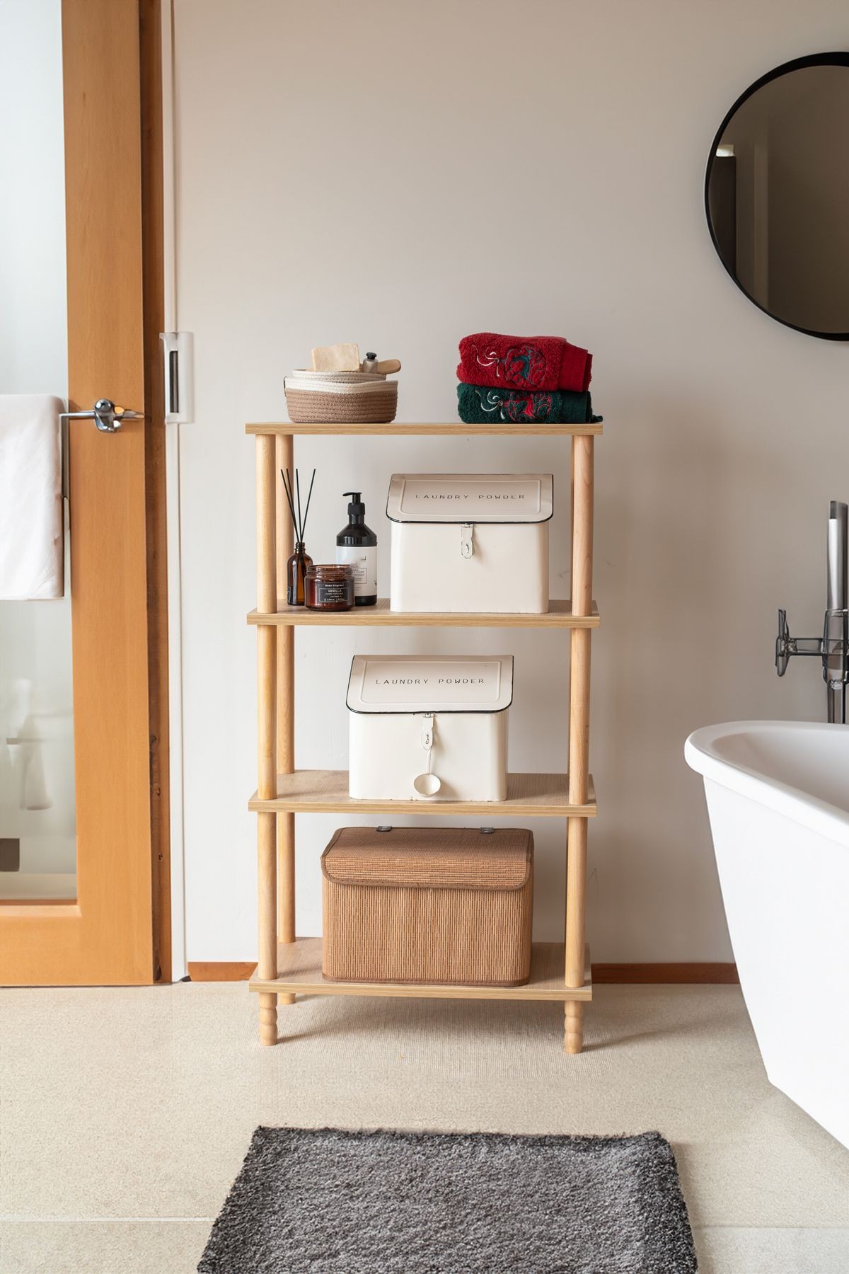 Concept 3 Raflı Organizer Balkon Banyo  Kitaplık  Mutfak Dolabı Ofis Düzenleyici  Ahşap Nature