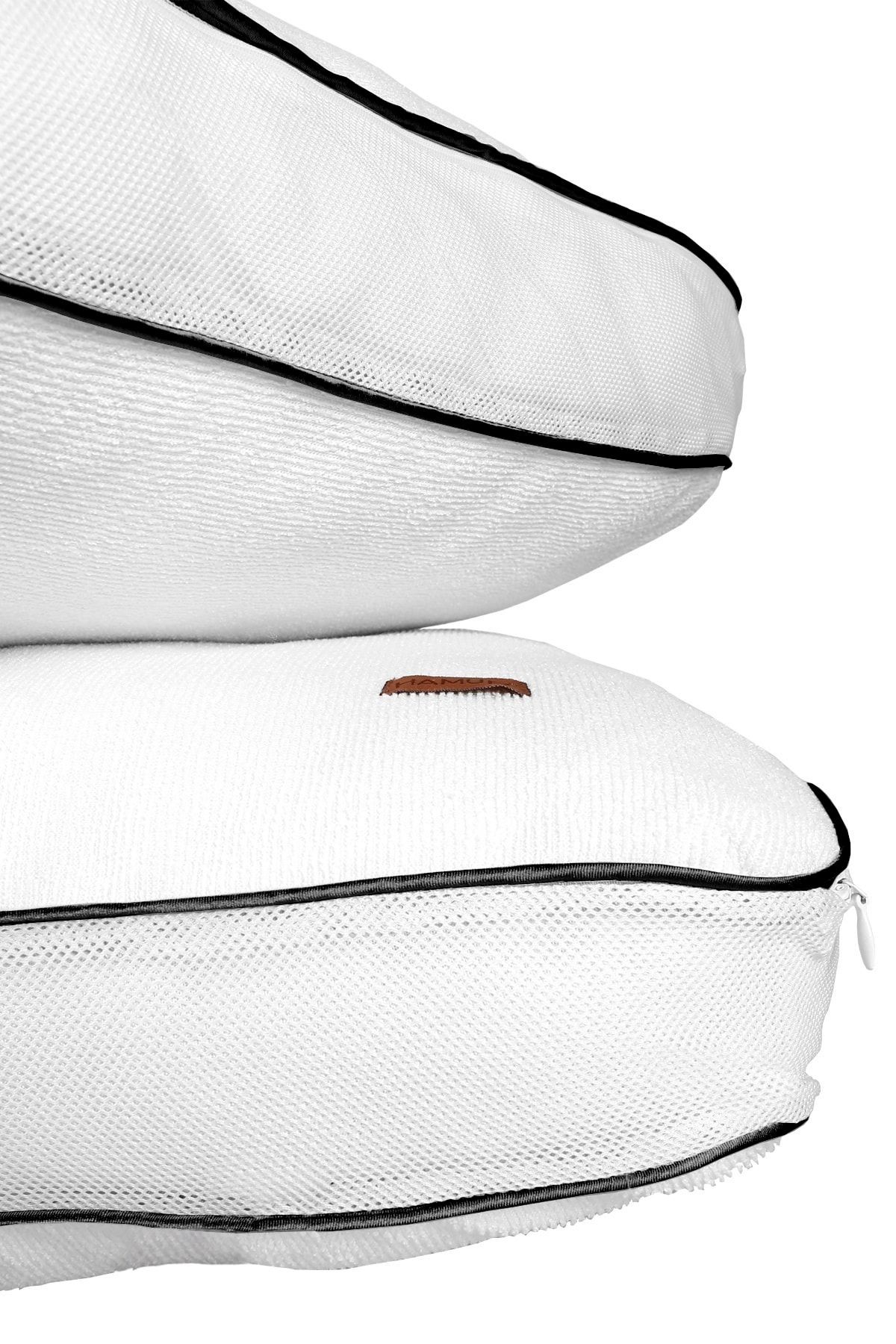 Fermuarlı 2 Adet Yastık Koruyucu Alez Mikrofiber 2 Li Klimalı Kılıf Siyah Biyeli
