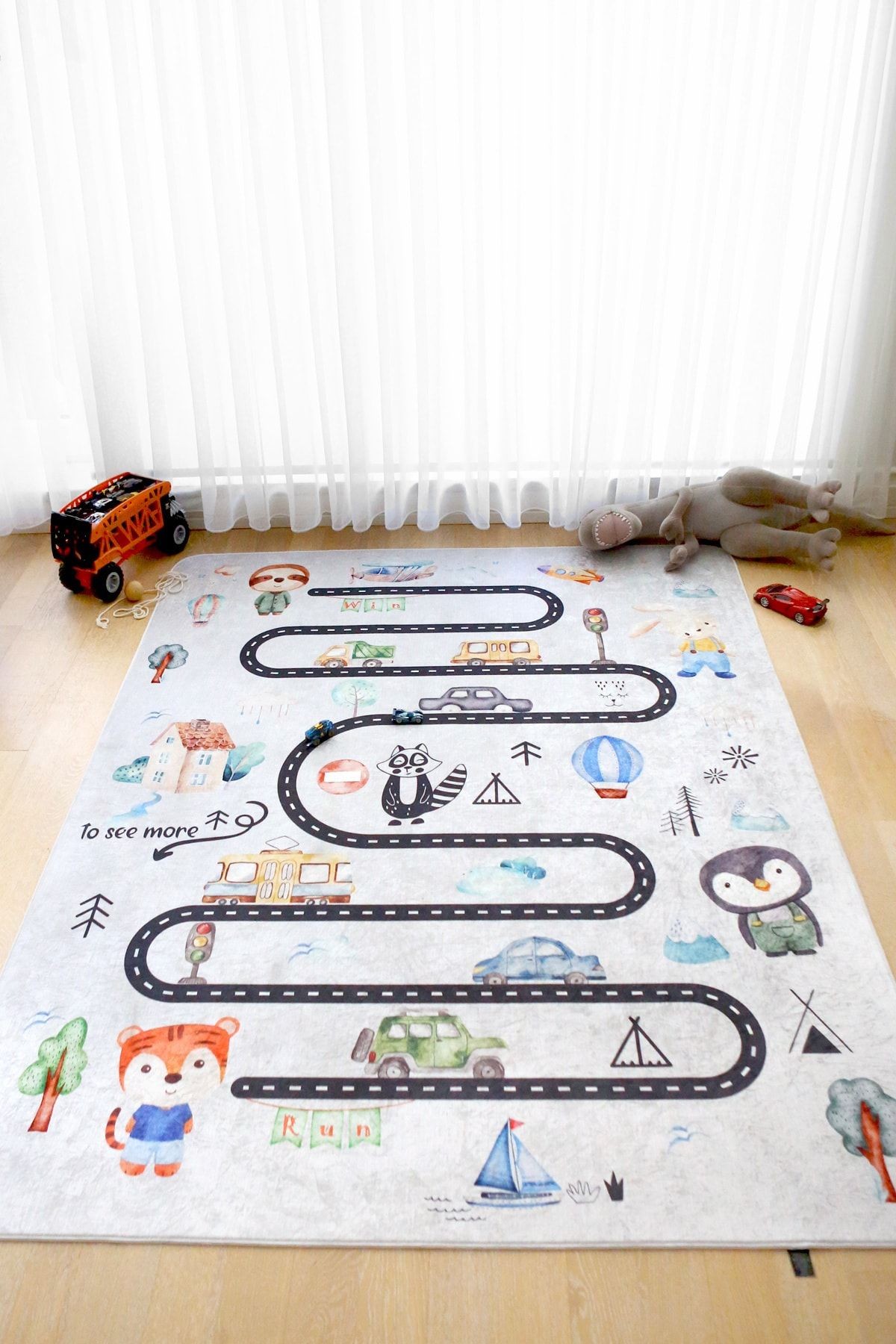 Oyun Mati / Halisi 120x160 cm Araba Yolu Gri