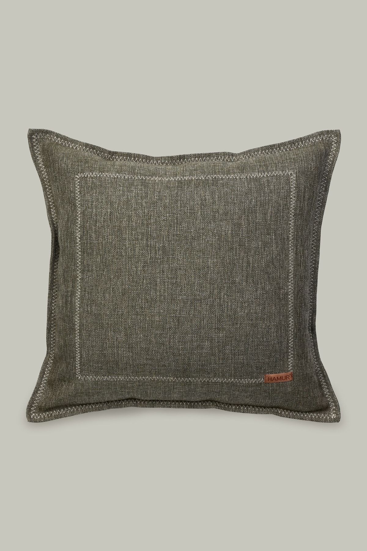 Etnik Vintage Işlemeli Dokuma Kırlent Kılıfı Boho Frame Haki 44x44 cm
