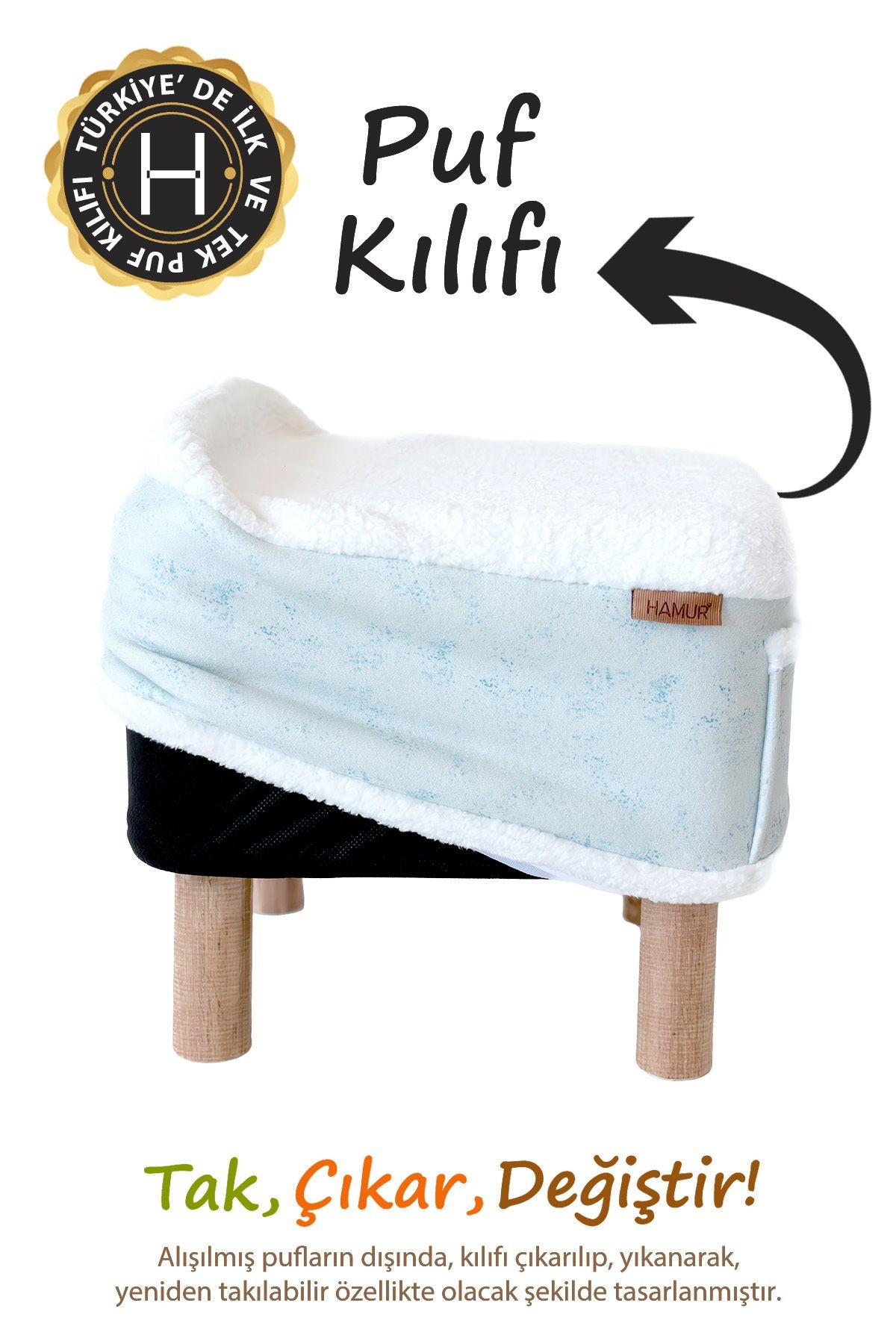 Tek kılıf Puf/Tabure Cepli Kids Solid Ç.Yeşili
