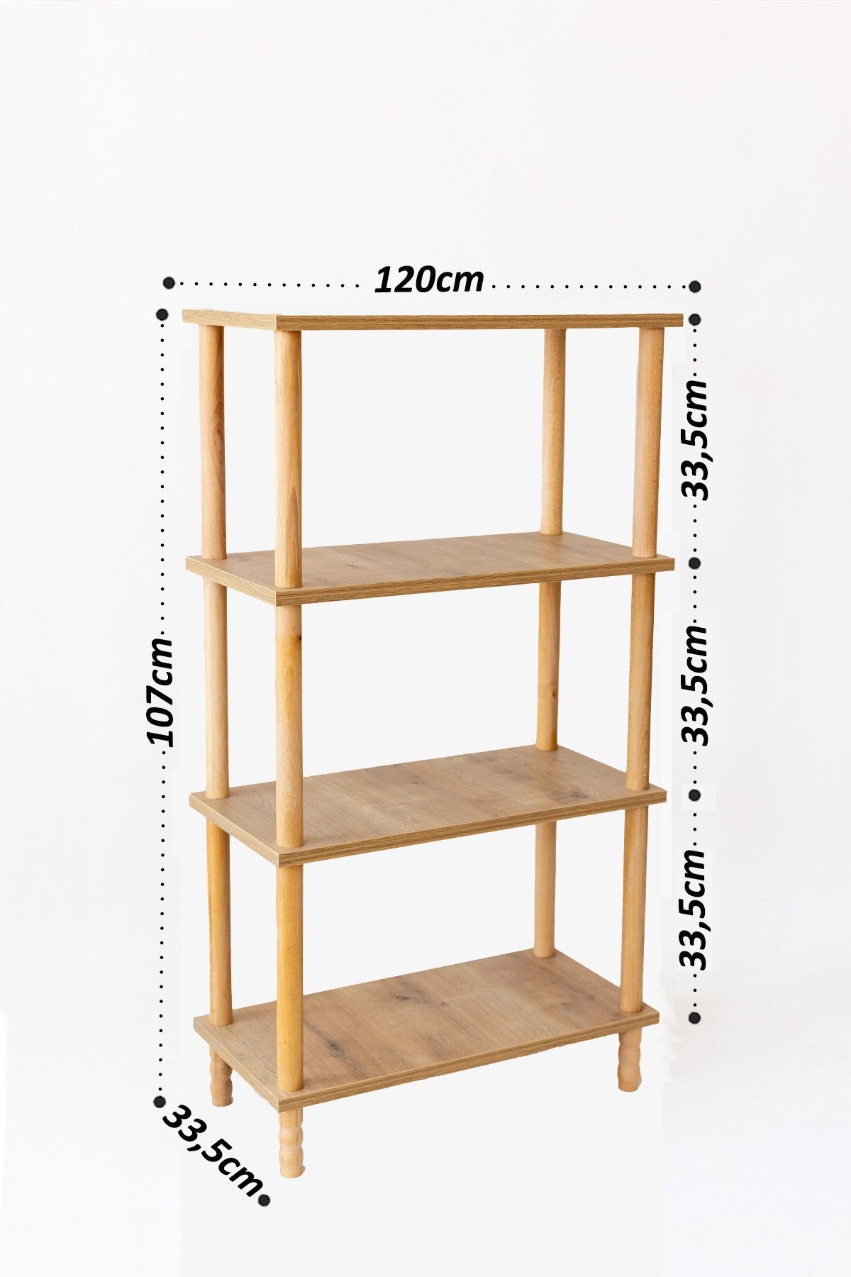 Concept 3 Raflı Organizer Balkon Banyo  Kitaplık  Mutfak Dolabı Ofis Düzenleyici  Ahşap Nature