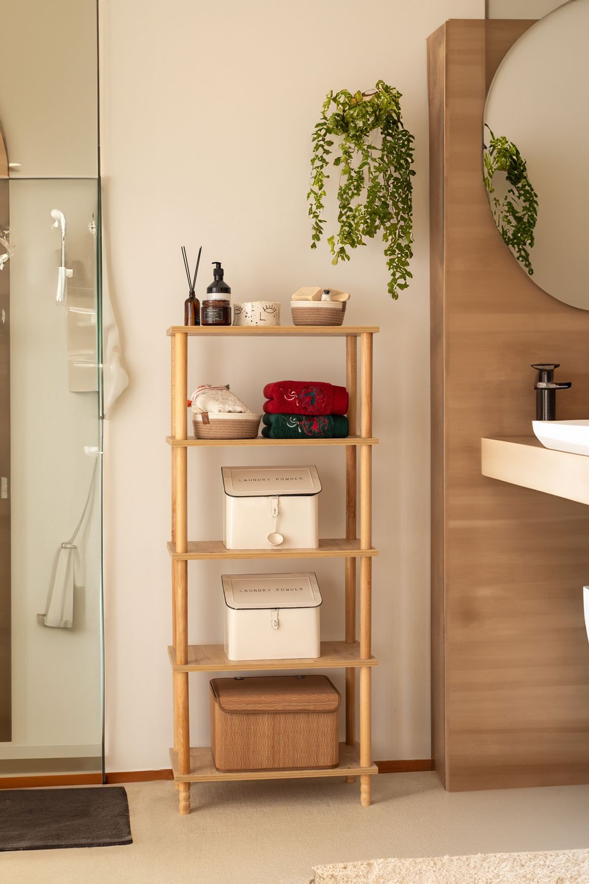 Concept 4 Raflı Organizer Mutfak Dolabı Kitaplık Banyo Balkon Ofis Düzenleyici Ahşap Nature