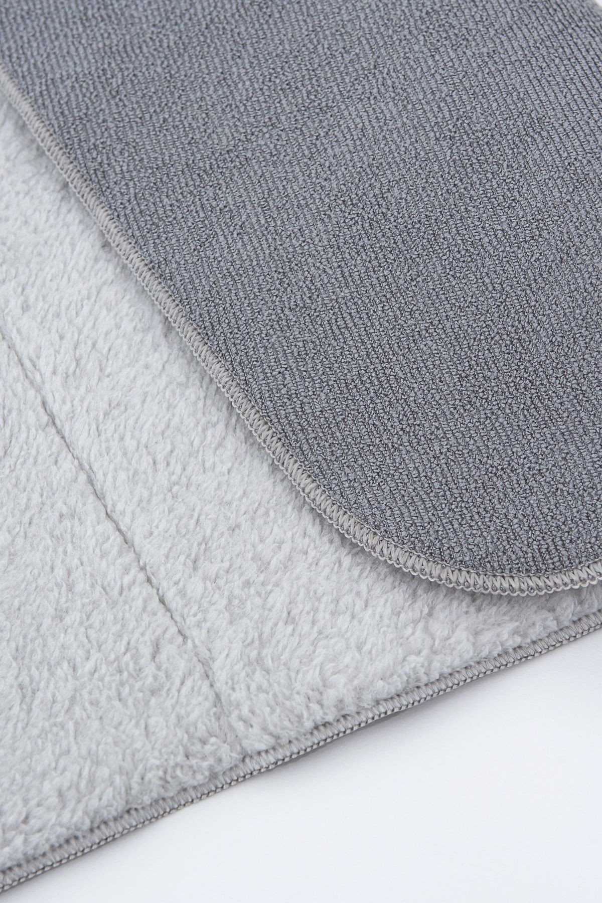 Gri Microwell 3 Prç Set Microfiber Bulaşık Kurutma Matı 3'lü Mutfak Seti Kurulama Bezi Örtüsü