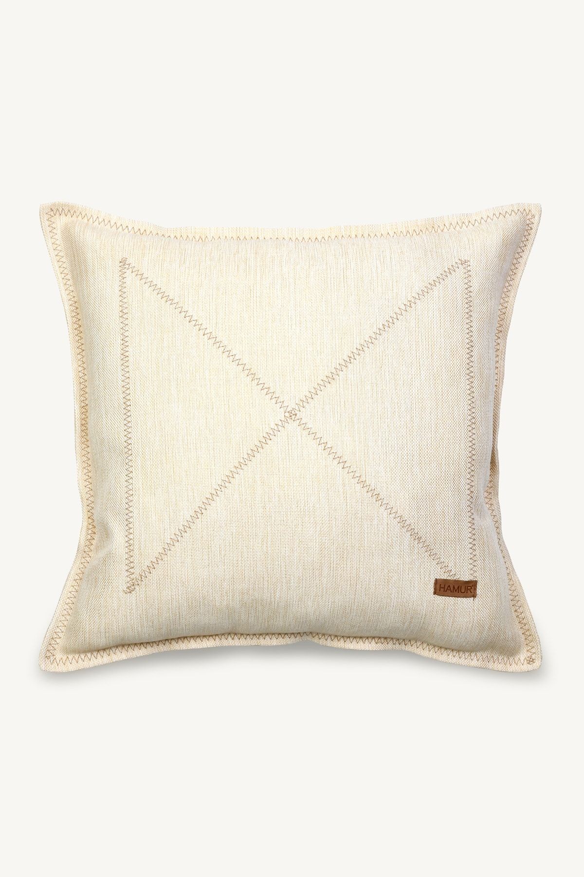 Etnik Vintage Işlemeli Dokuma Kırlent Kılıfı Boho Nordik Sarı Ekru 44x44 cm