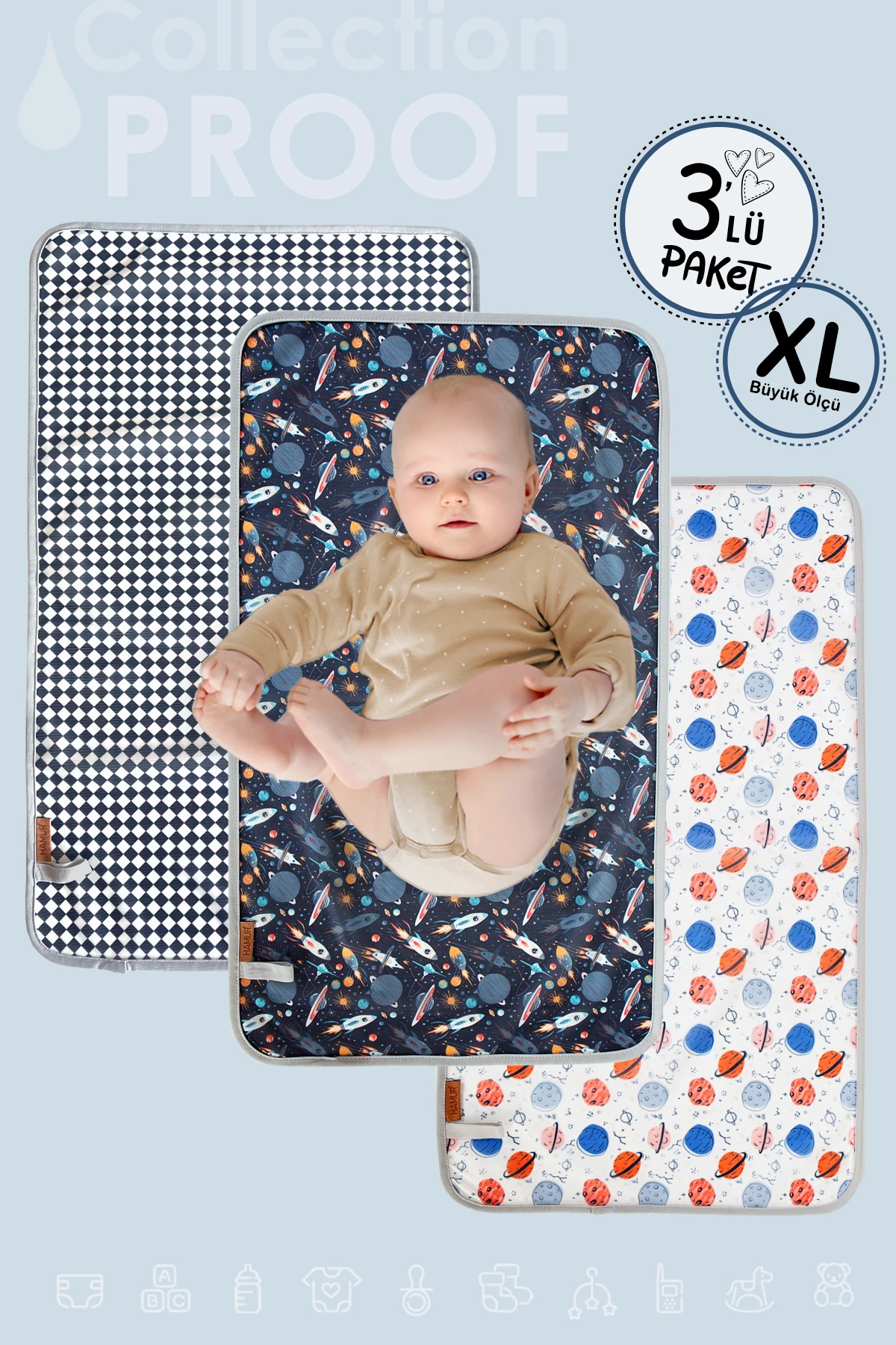 PROOF ALT AÇMA ÖRTÜSÜ 47x74 CM 3'LÜ GRİ GRUP