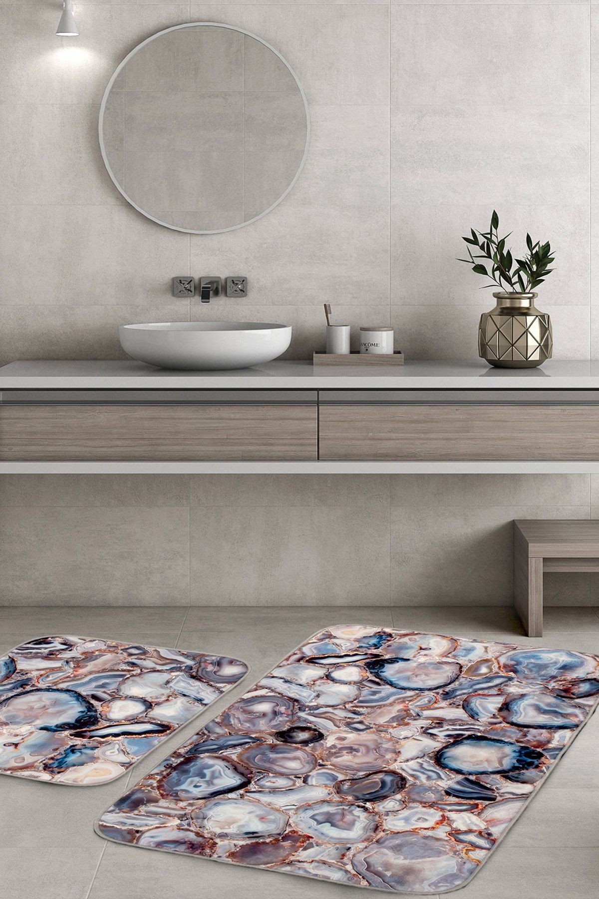 Agate 2 'li Set Banyo Paspası Kaymaz Taban Banyo Halısı