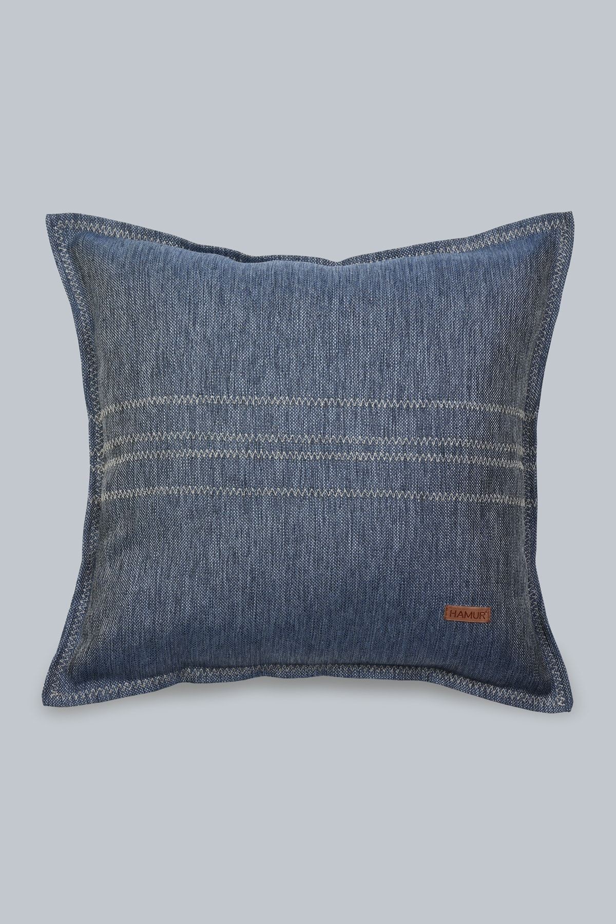 Etnik Vintage Işlemeli Dokuma Kırlent Kılıfı Boho Grain Lacivert 44x44 cm