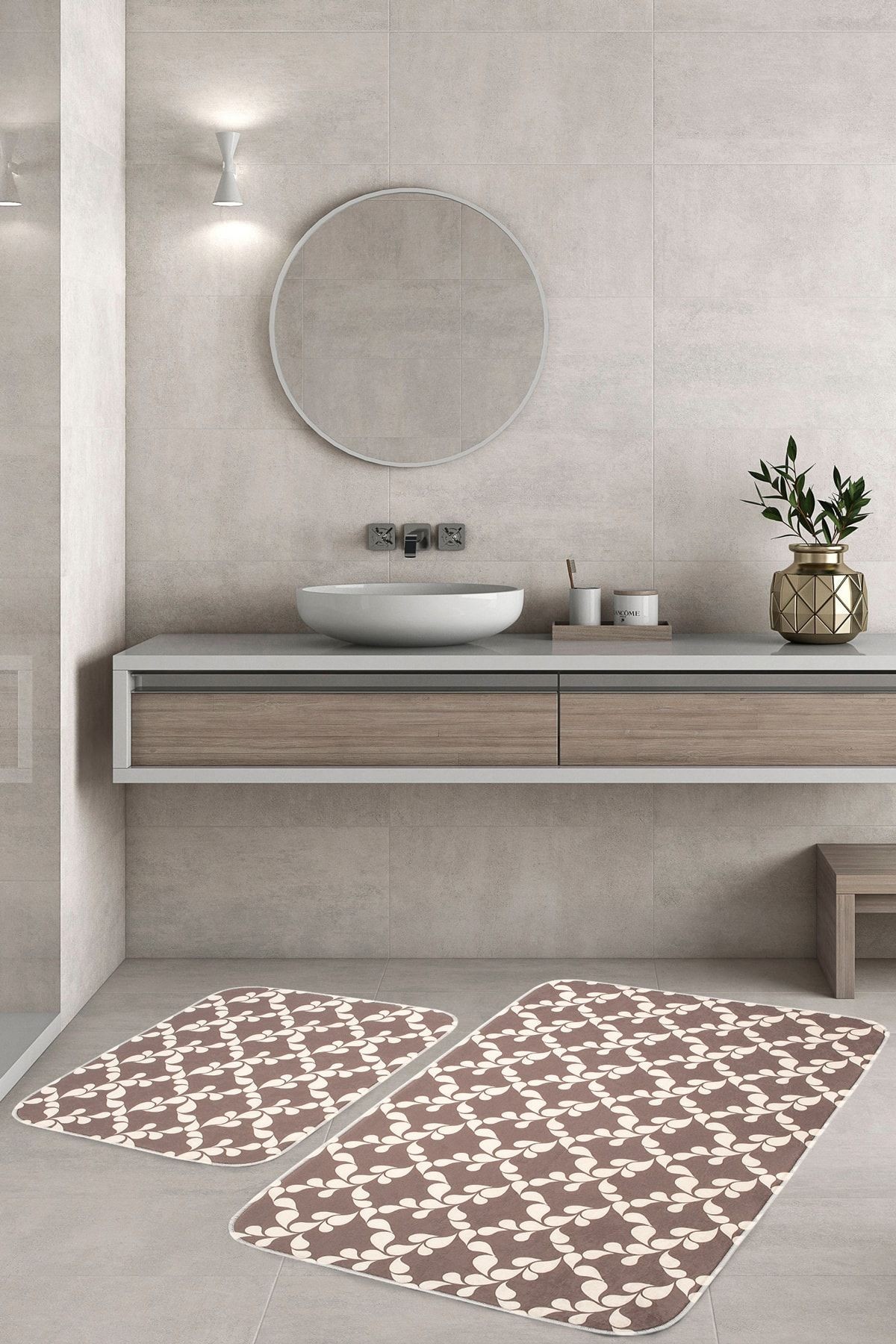 Minimal 2 'li Set Banyo Paspası Kaymaz Taban Banyo Halısı