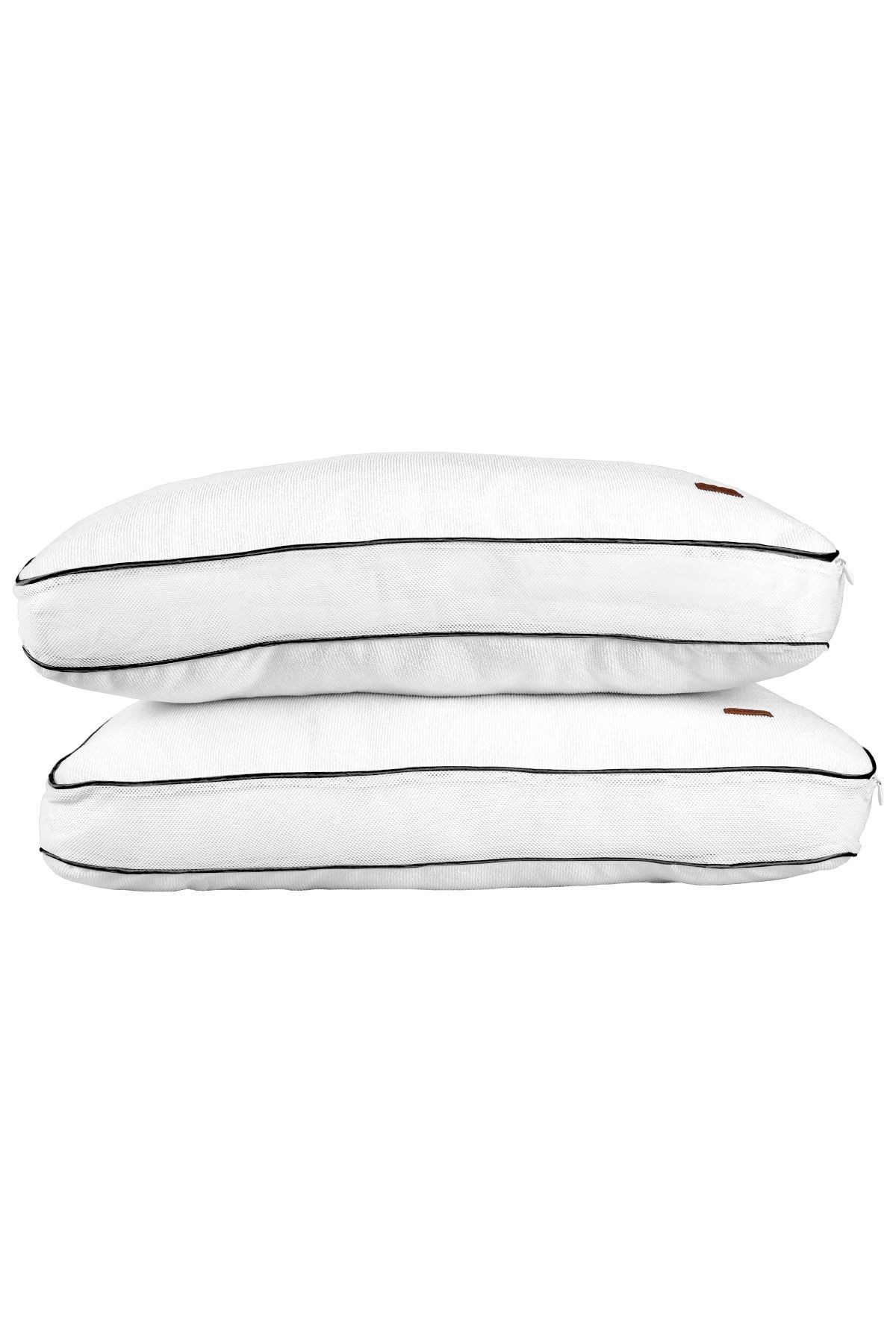 Fermuarlı 2 Adet Yastık Koruyucu Alez Mikrofiber 2 Li Klimalı Kılıf Siyah Biyeli