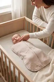 Çift Katlı Müslin %100 Pamuk Uyku Tulumu Kız - Erkek Bebek Kundağı Fermuarlı Battaniye Pike Bej