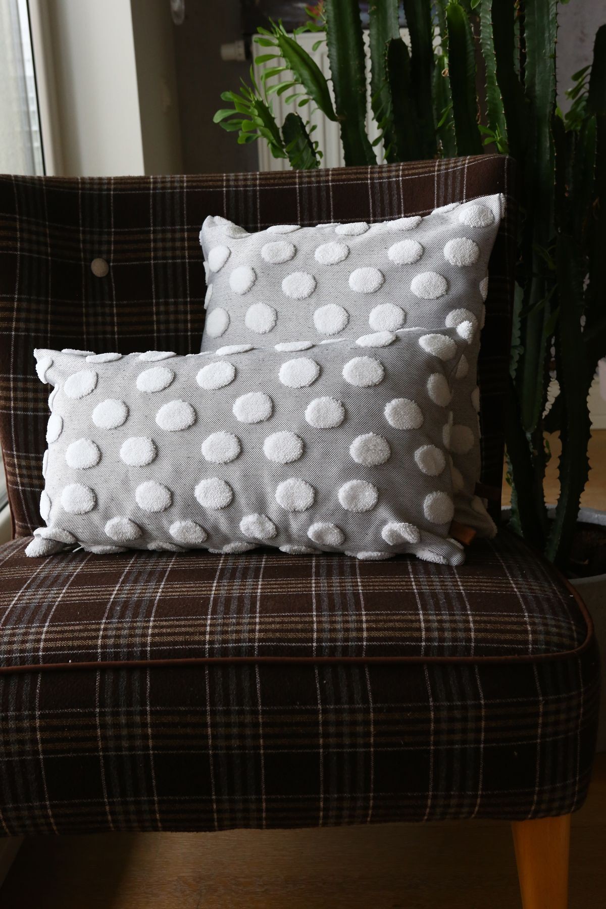 Bohem Punch Kırlent Kılıfı Point Gri - 43x43 cm