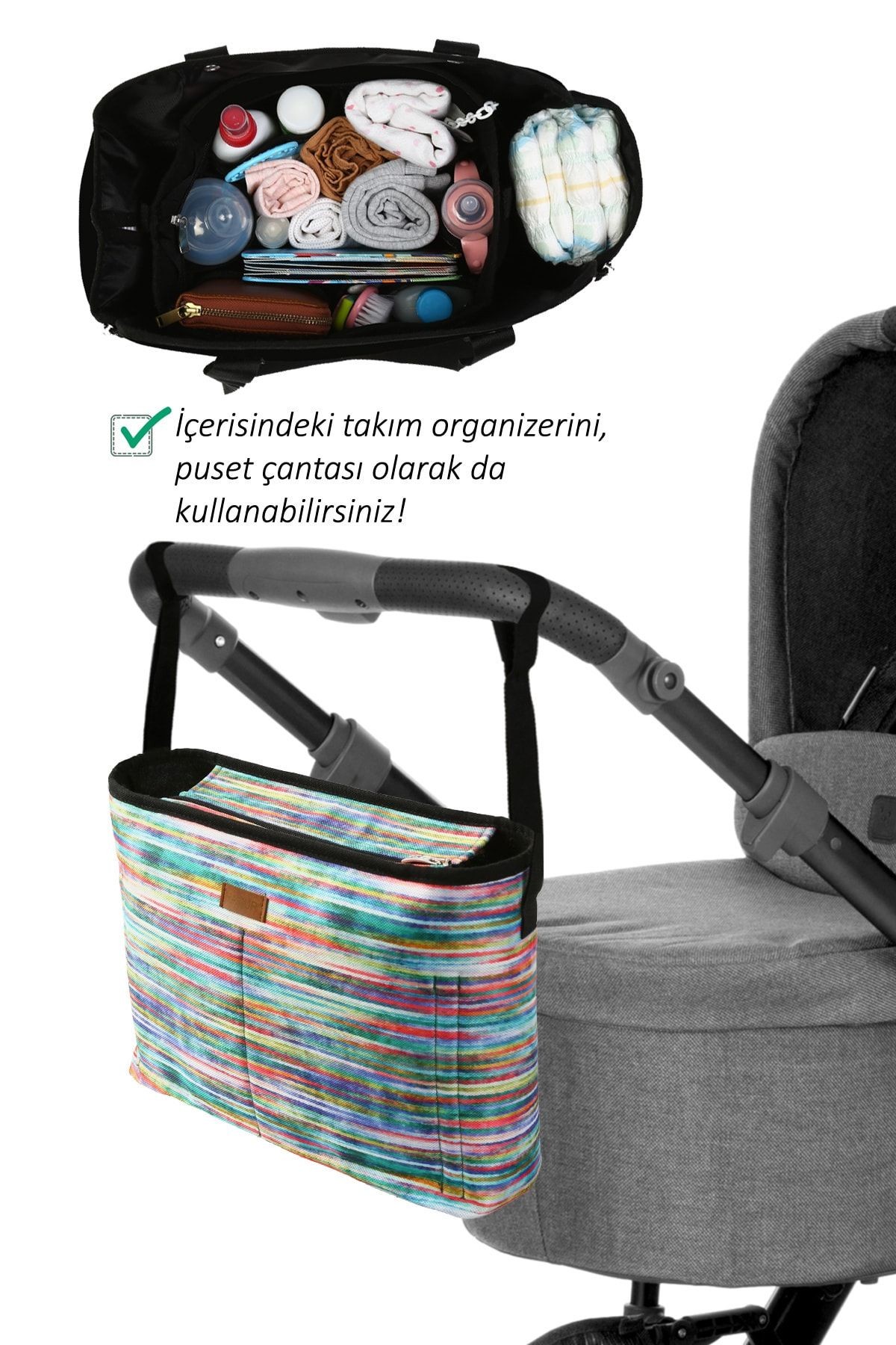 Anne Bebek Bakım 2 Prç Takım Alt Açma Çantası Yenidoğan Pedi Ve Düzenleyici Organizer Mom-504