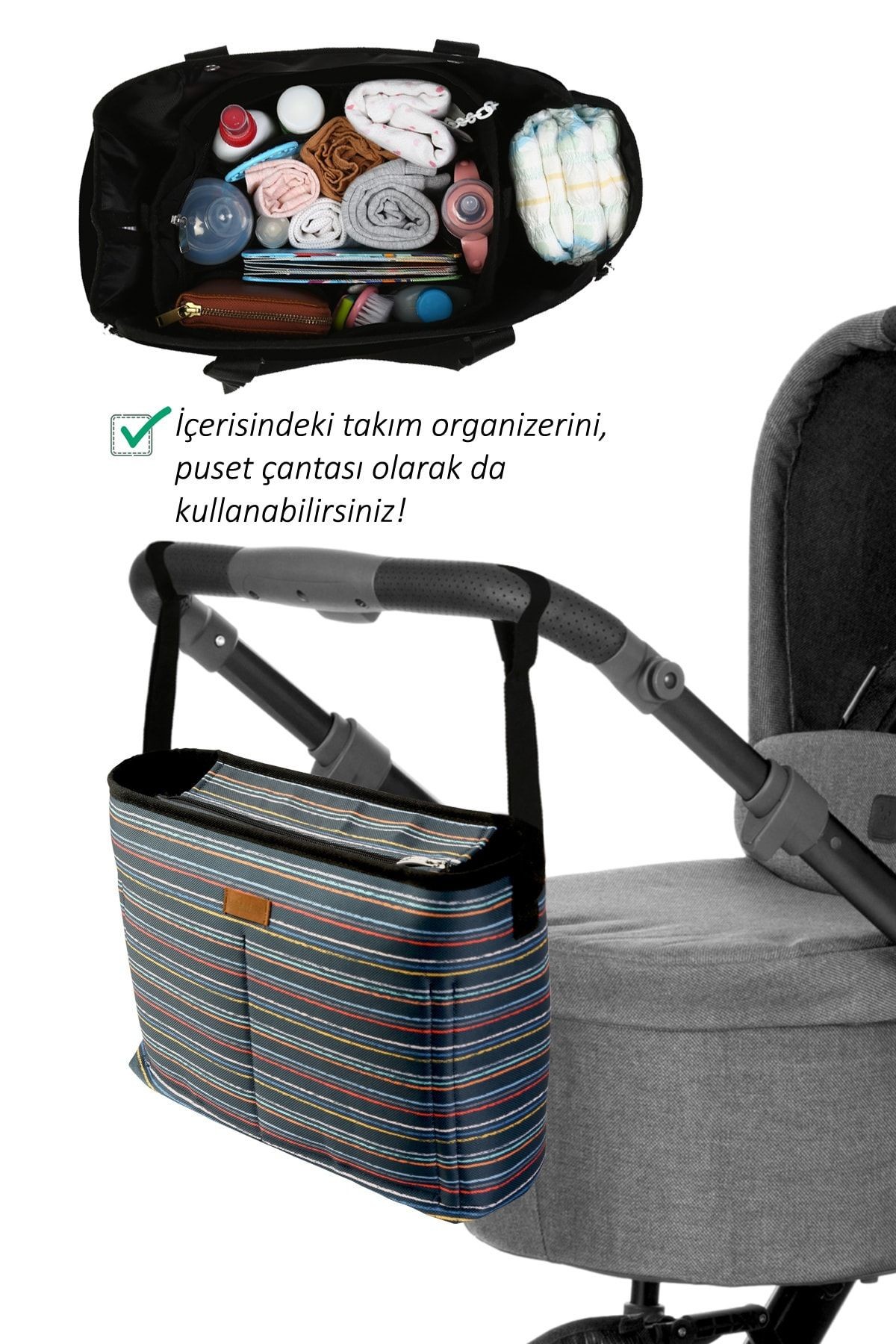 Anne Bebek Bakım 2 Prç Takım Alt Açma Çantası Yenidoğan Pedi Ve Düzenleyici Organizer Mom-503