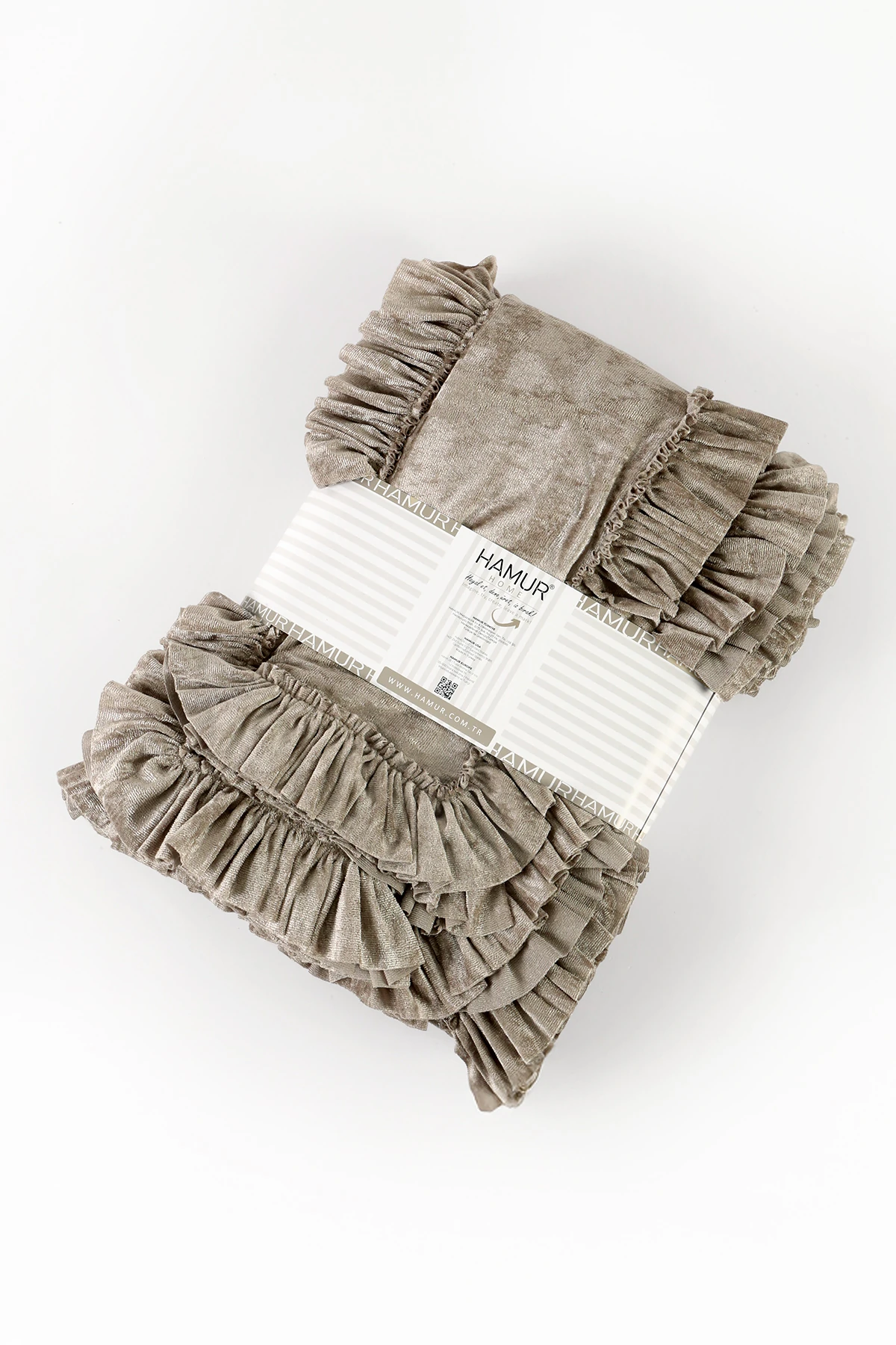 Kadife Yatak Örtüsü Ç.K Set 230x250 Vizon