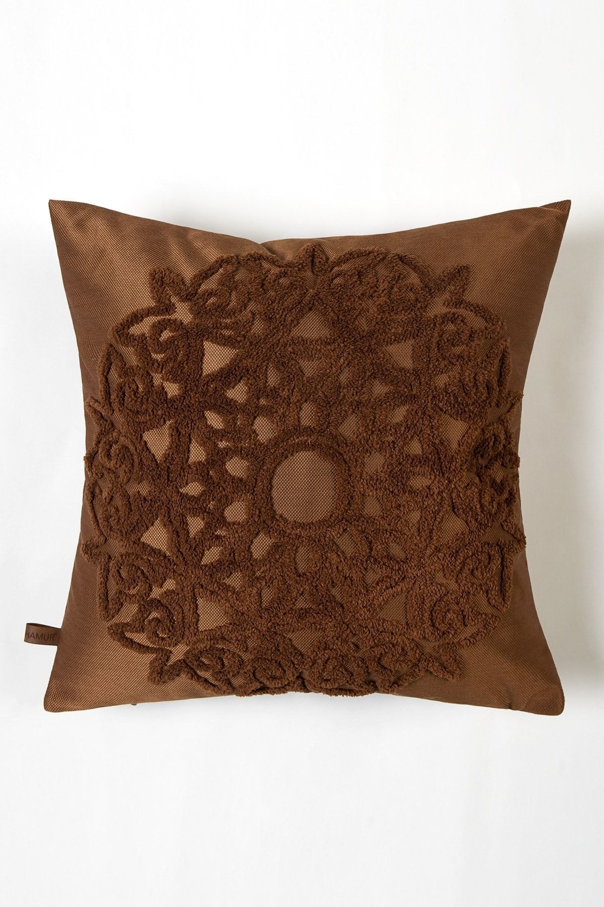Bohem Özel Tasarım Punch Panç Desen Kare Dekoratif Kırlent Kılıfı Pretty Taba 43x43 cm