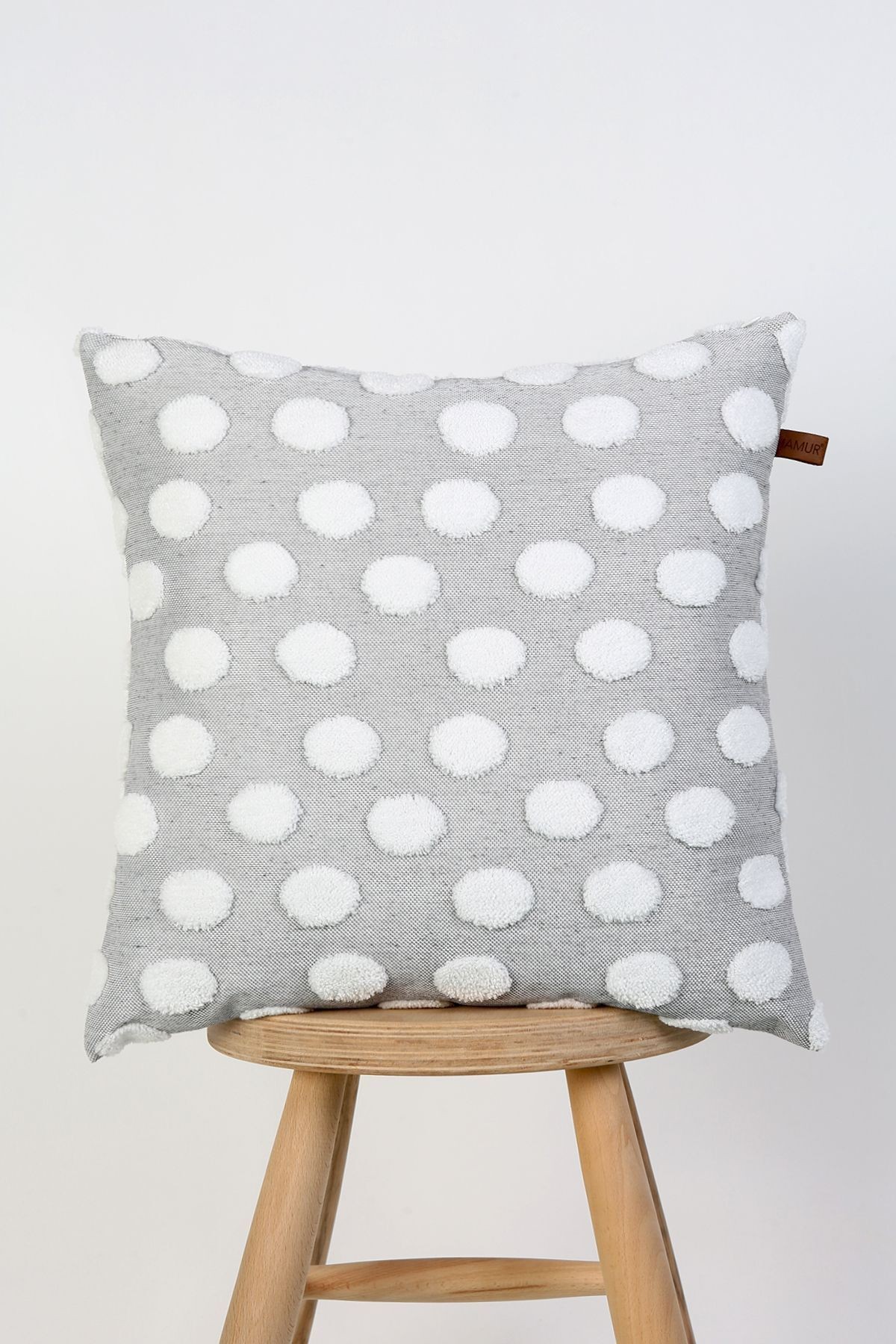 Bohem Punch Kırlent Kılıfı Point Gri - 43x43 cm