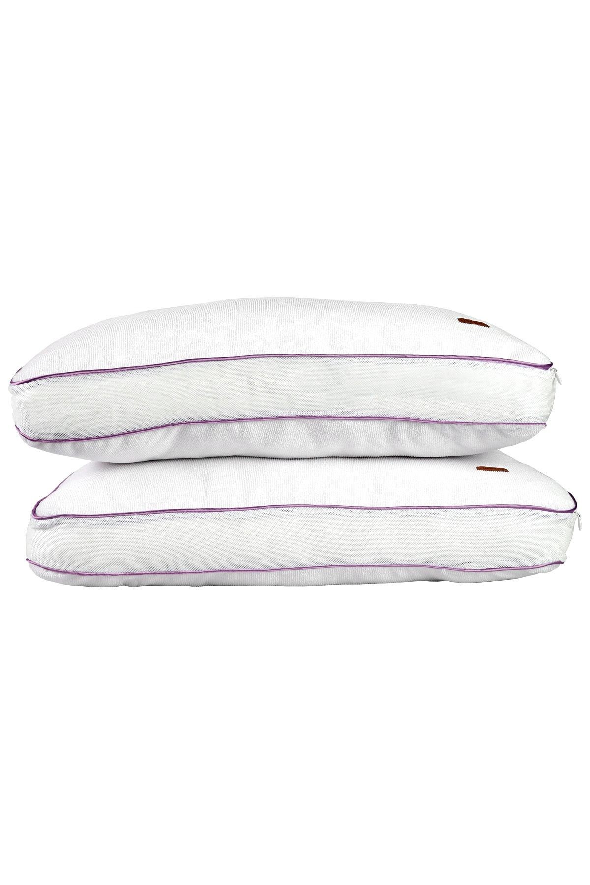 Fermuarlı 2 Adet Yastık Koruyucu Alez Mikrofiber 2 Li Klimalı Kılıf Mor Biyeli