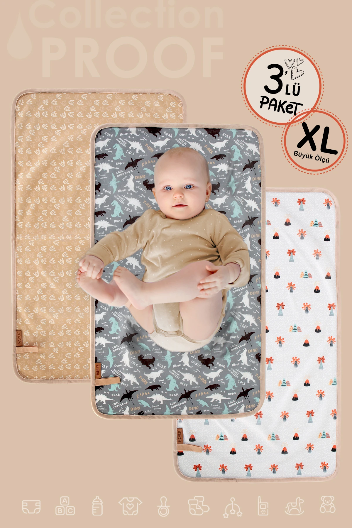 PROOF ALT AÇMA ÖRTÜSÜ 47x74 CM 3'LÜ BEJ GRUP