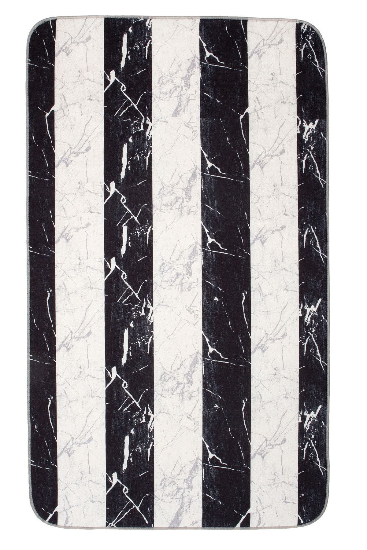 Siyah Kaymaz Taban Banyo Halısı Marble 75x125 cm