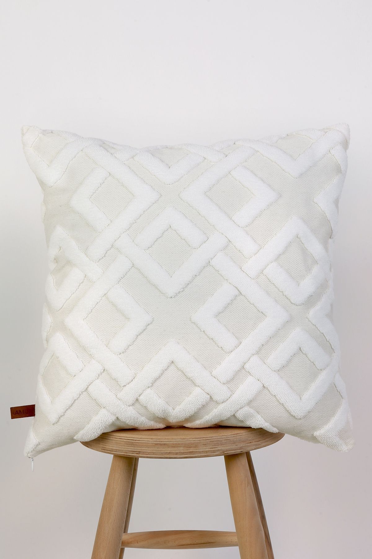 Jakarlı Kırlent 43x43 cm 4'lü Mila Ekru