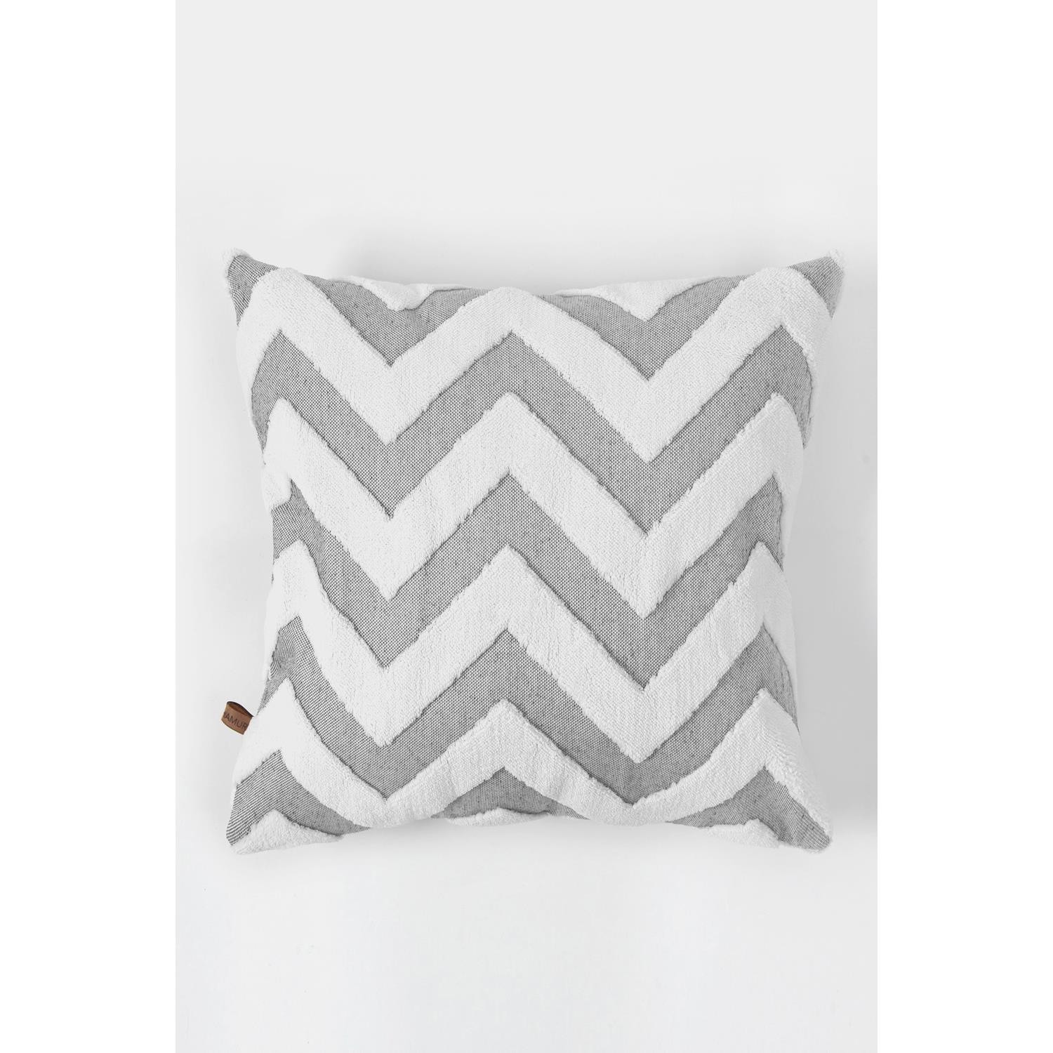 Jakarlı Kırlent 55x55 cm 2'li Line Gri