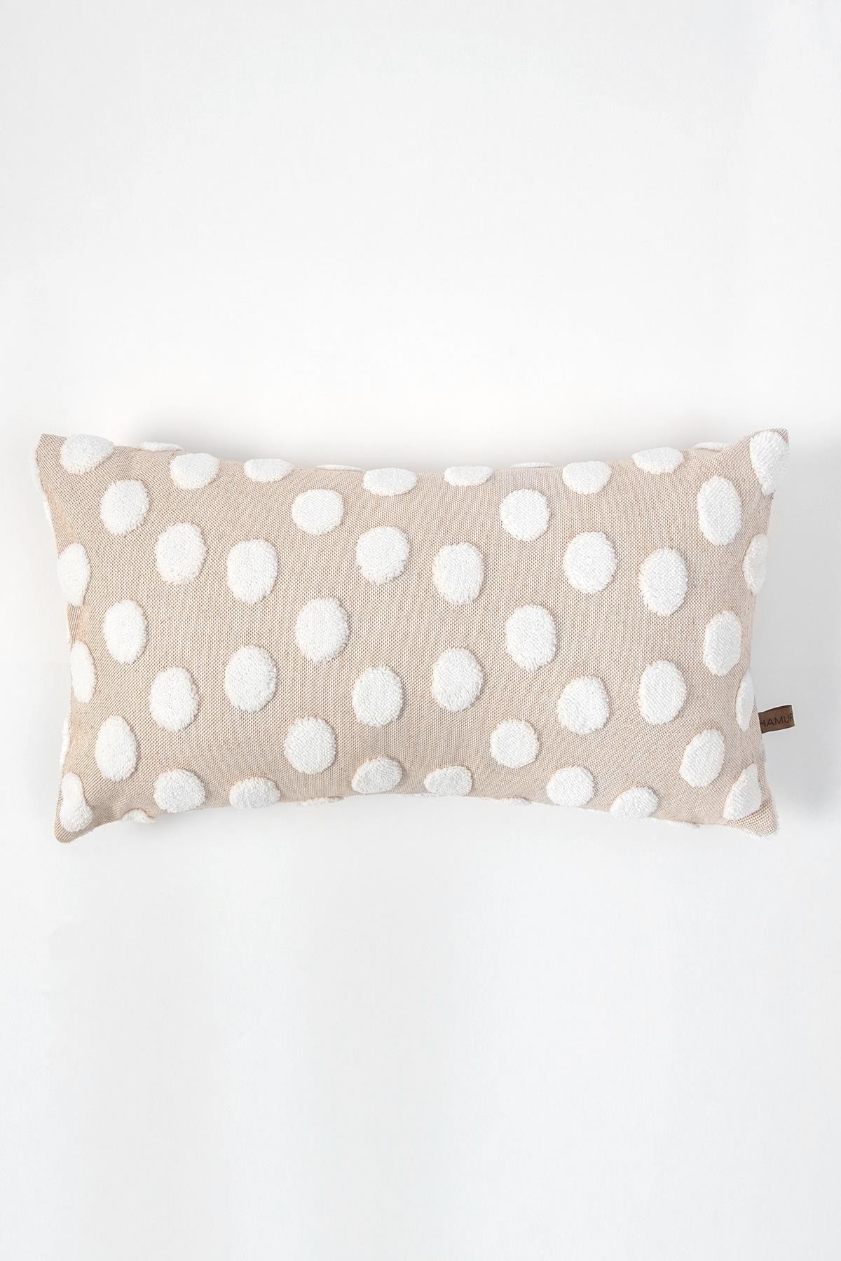 4'lü Bohem Punch Kırlent Kılıfı  Point Bej - 28x50 cm