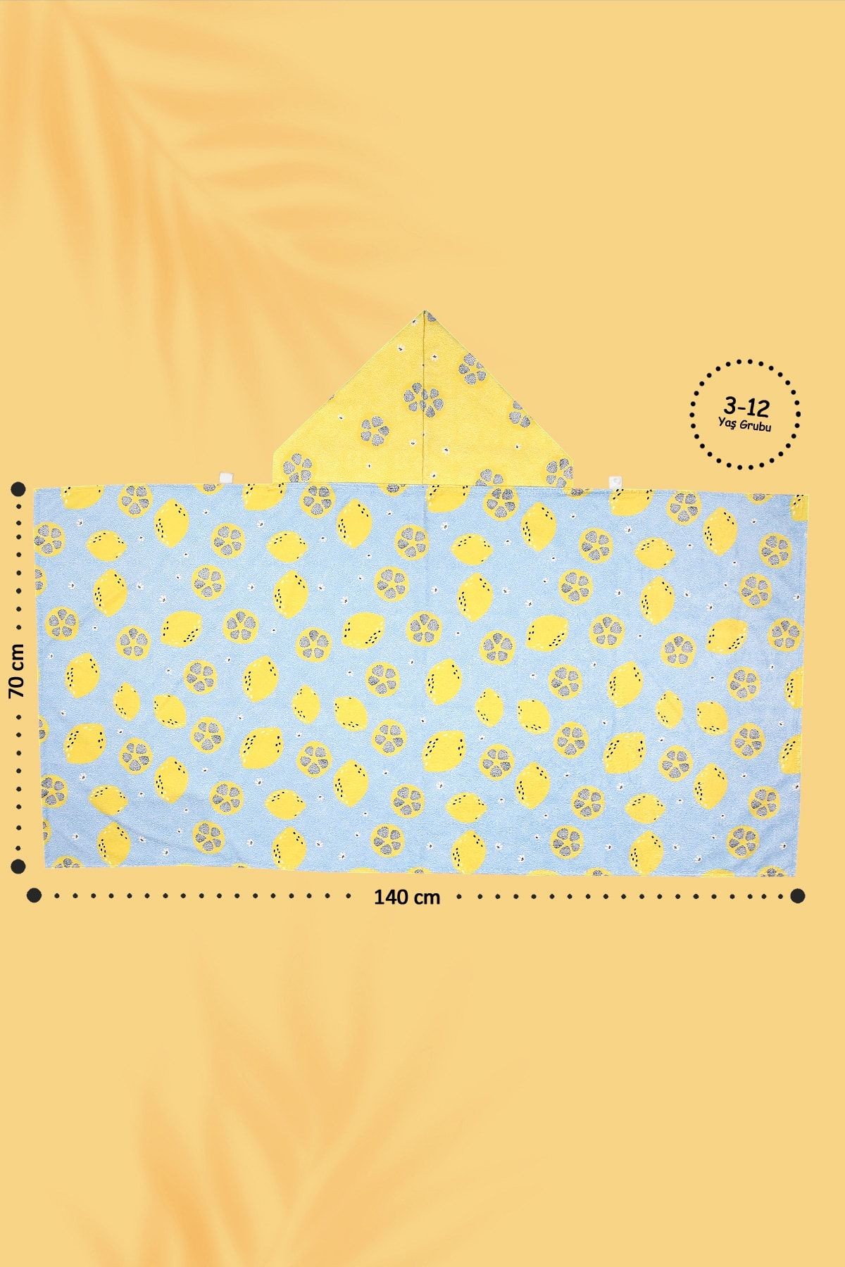 Kapşonlu Çocuk Plaj Havlusu - Lemon Sarı