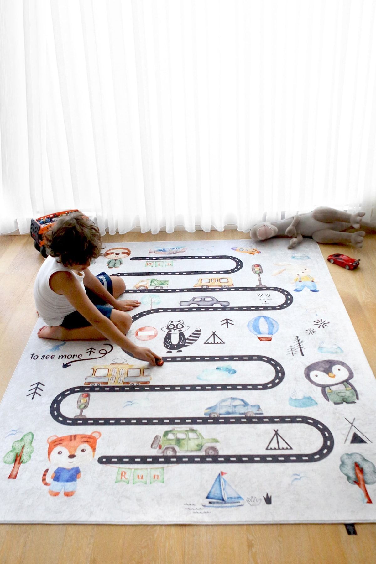 Oyun Mati / Halisi 120x160 cm Araba Yolu Gri