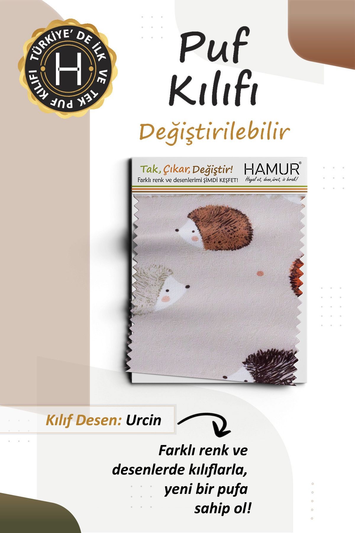 Tek kılıf Puf/Tabure Cepli Kids Urcin
