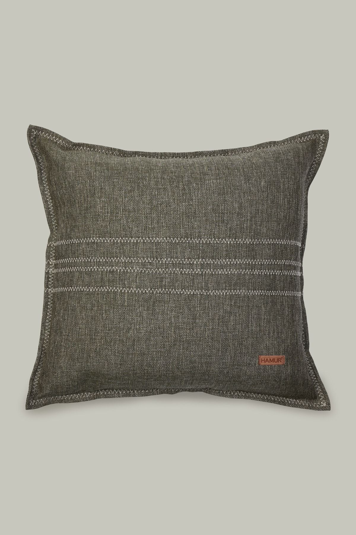 Etnik Vintage Işlemeli Dokuma Kırlent Kılıfı Boho Grain Haki 44x44 cm
