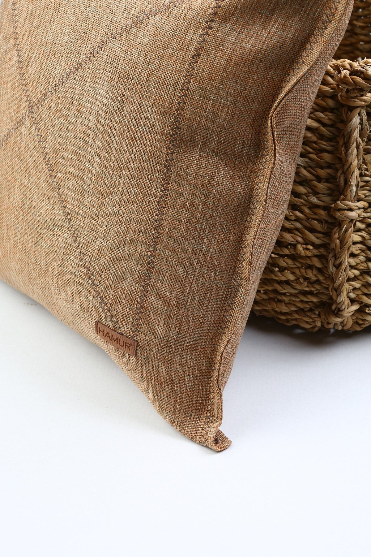 Etnik Vintage Işlemeli Dokuma Kırlent Kılıfı Boho Nordik Kiremit 44x44 cm
