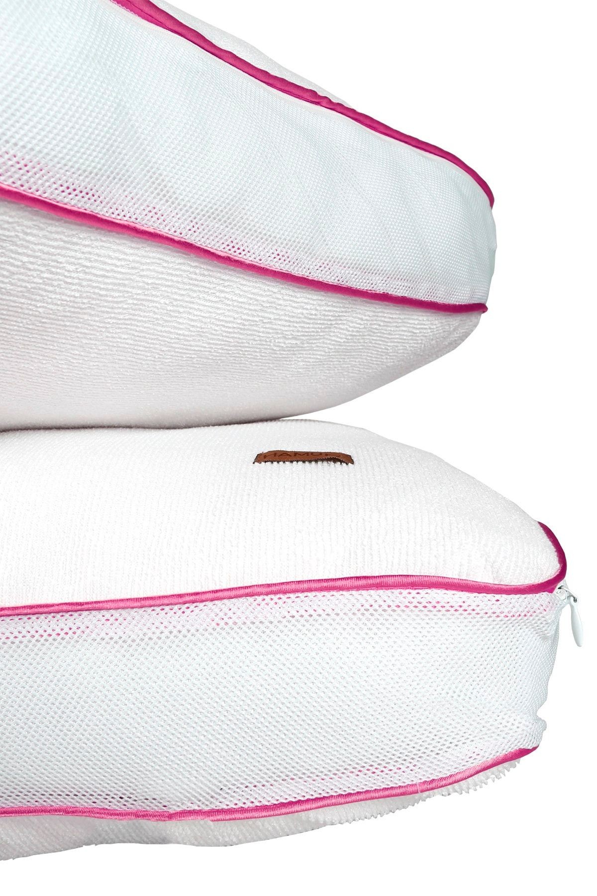 Fermuarlı 2 Adet Yastık Koruyucu Alez Mikrofiber 2 Li Klimalı Kılıf Pembe Biyeli