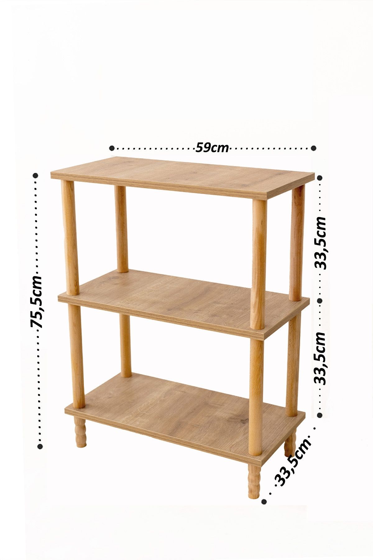 Concept 2 Raflı Organizer Kitaplık Banyo Mutfak Dolabı  Balkon Ofis Düzenleyici Ahşap Nature