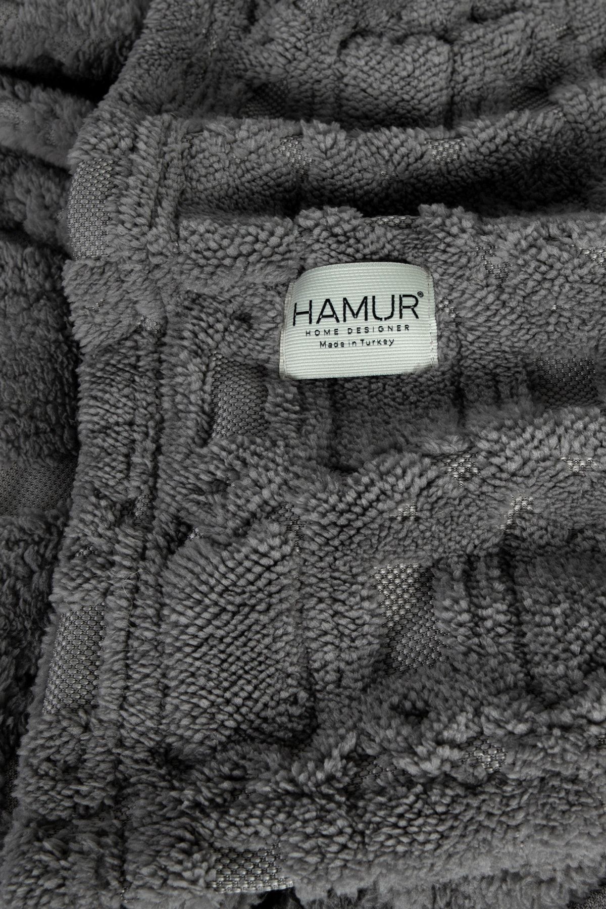 Softy Tek Kişilik Jakarlı Örme Battaniye Koyu Gri
