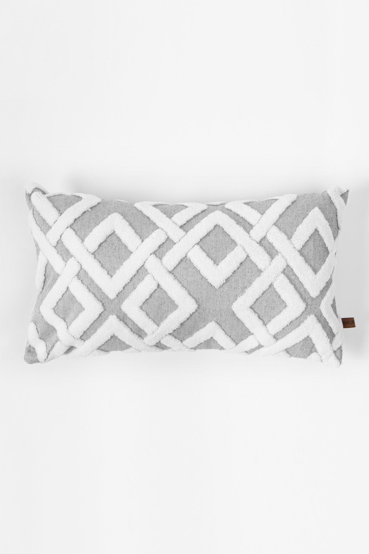 2 'li  Bohem Punch Kırlent Kılıfı  Mila Gri   - 28x50 cm