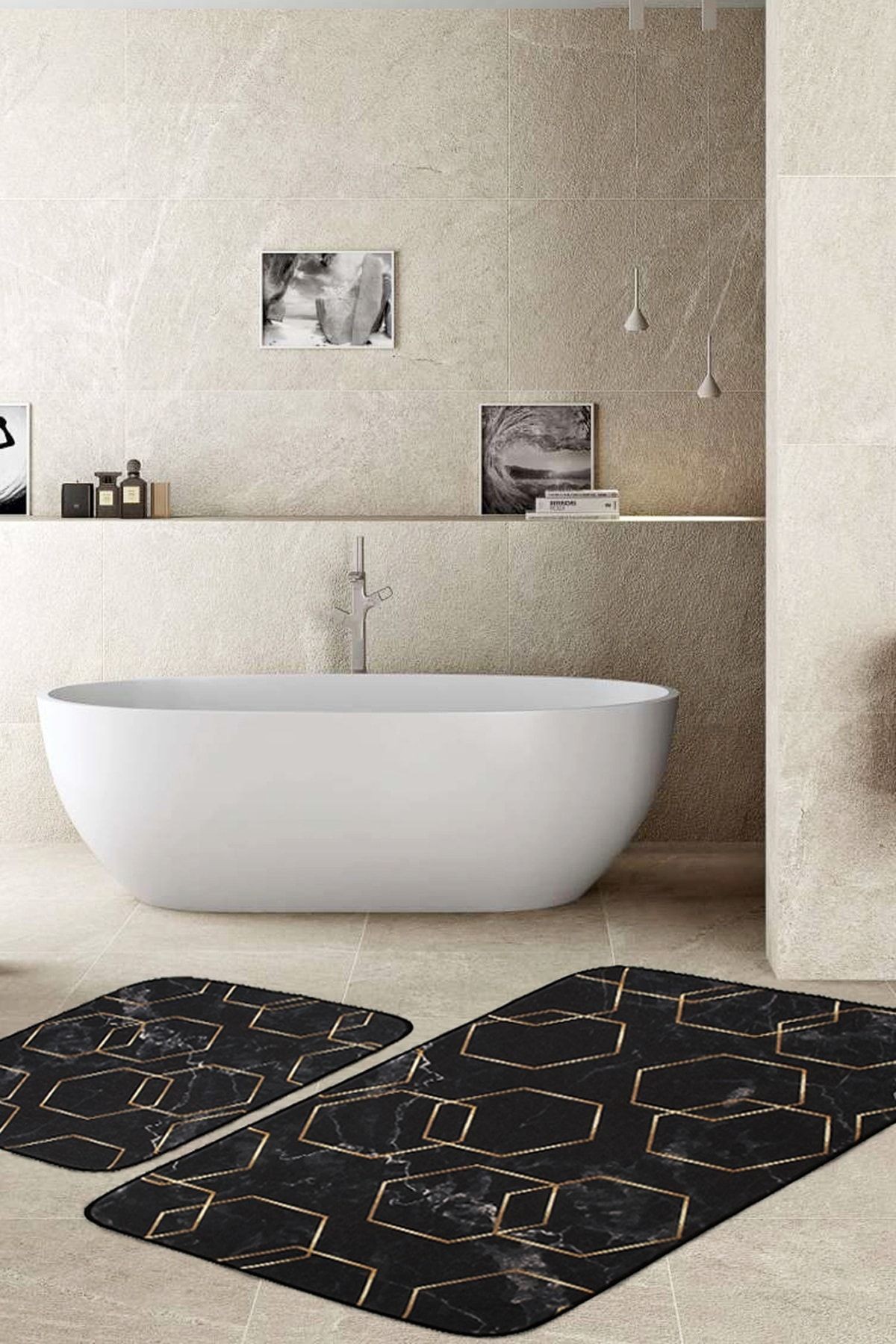 Alyans 2 'li Set Banyo Paspası Kaymaz Taban Banyo Halısı