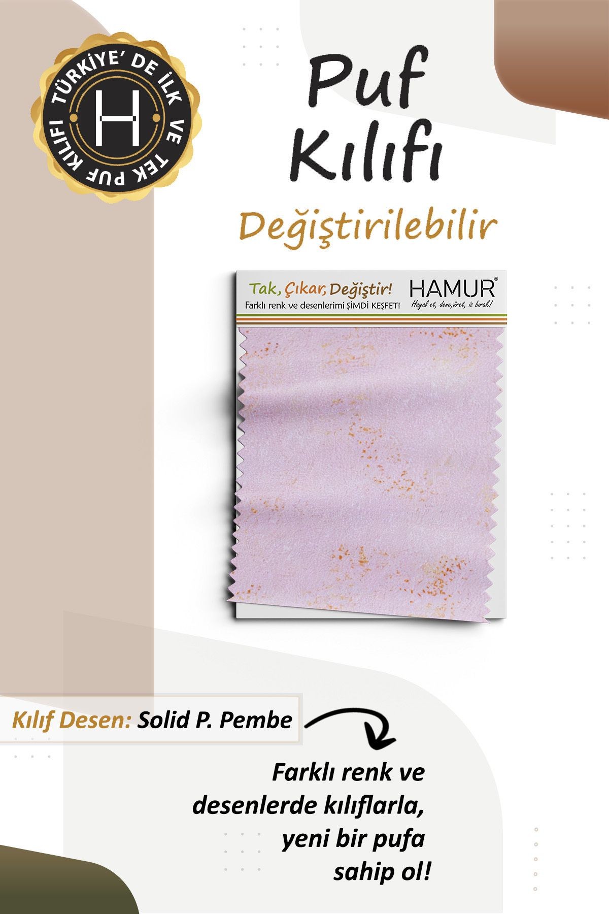 Tek kılıf Puf/Tabure Cepli Kids Solid P.Pembe